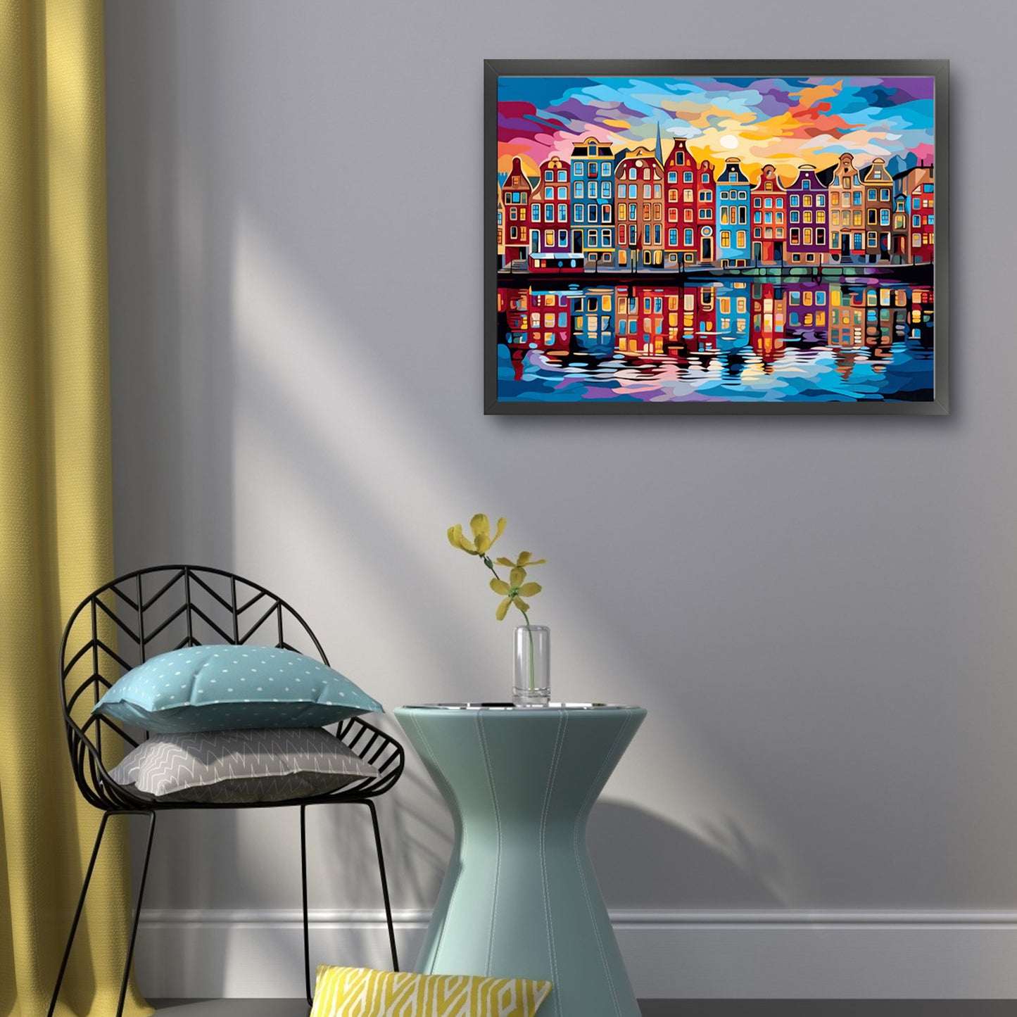 Colorful Town - Full 11CT Stamped Cross Stitch 50x40CM - Yishu