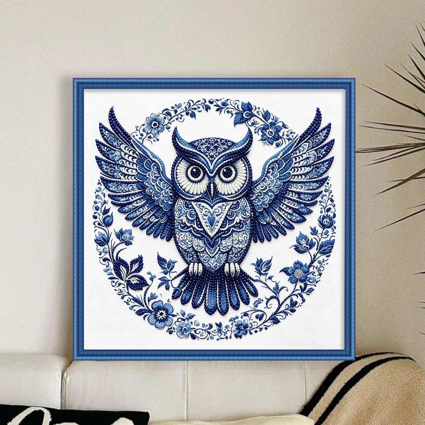 Owl - Partial 11CT Stamped Cross Stitch - Bead Embroidery 36x36CM/14.17x14.17in