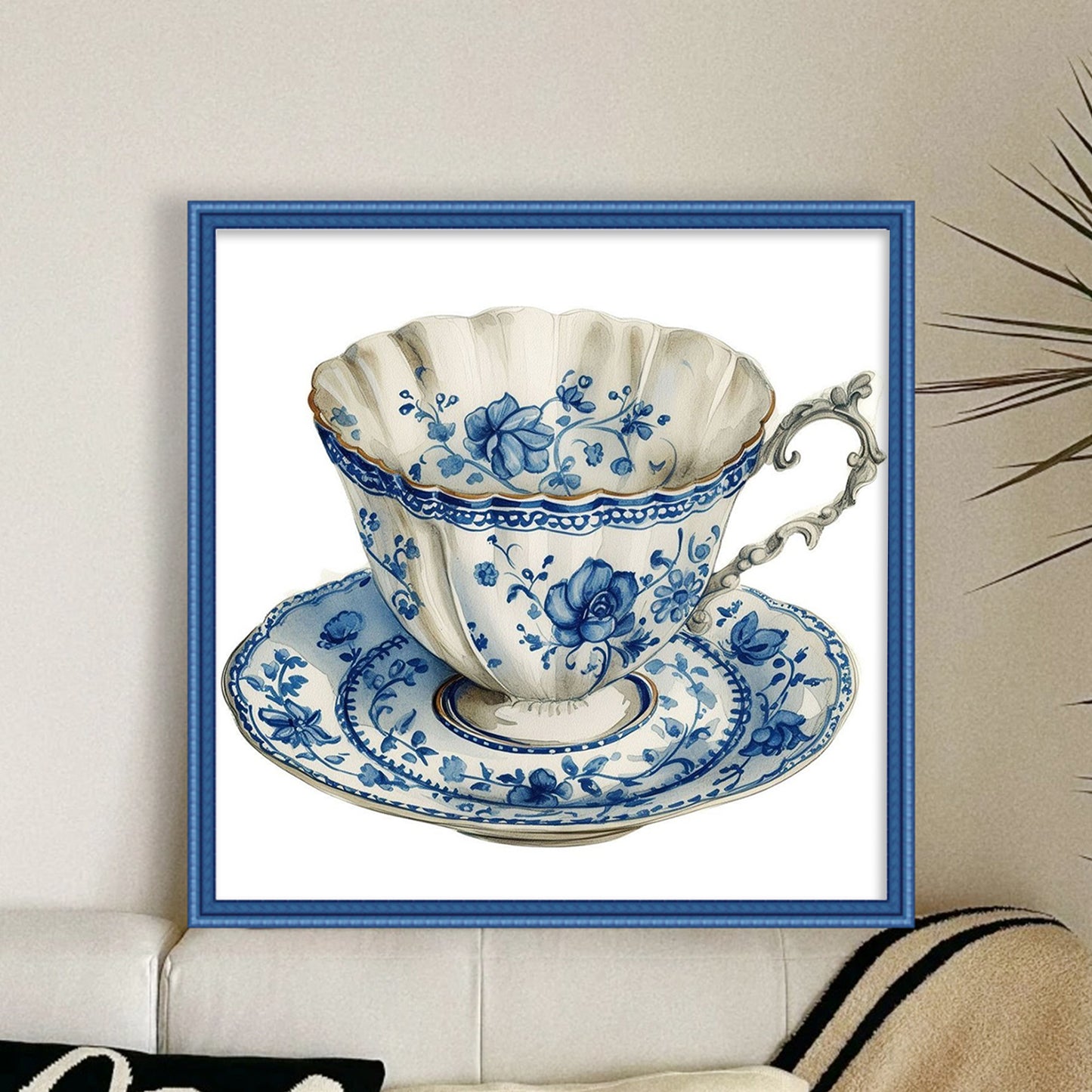 Porcelain Teacup - Full 11CT Stamped Cross Stitch 40x40CM - Huacan