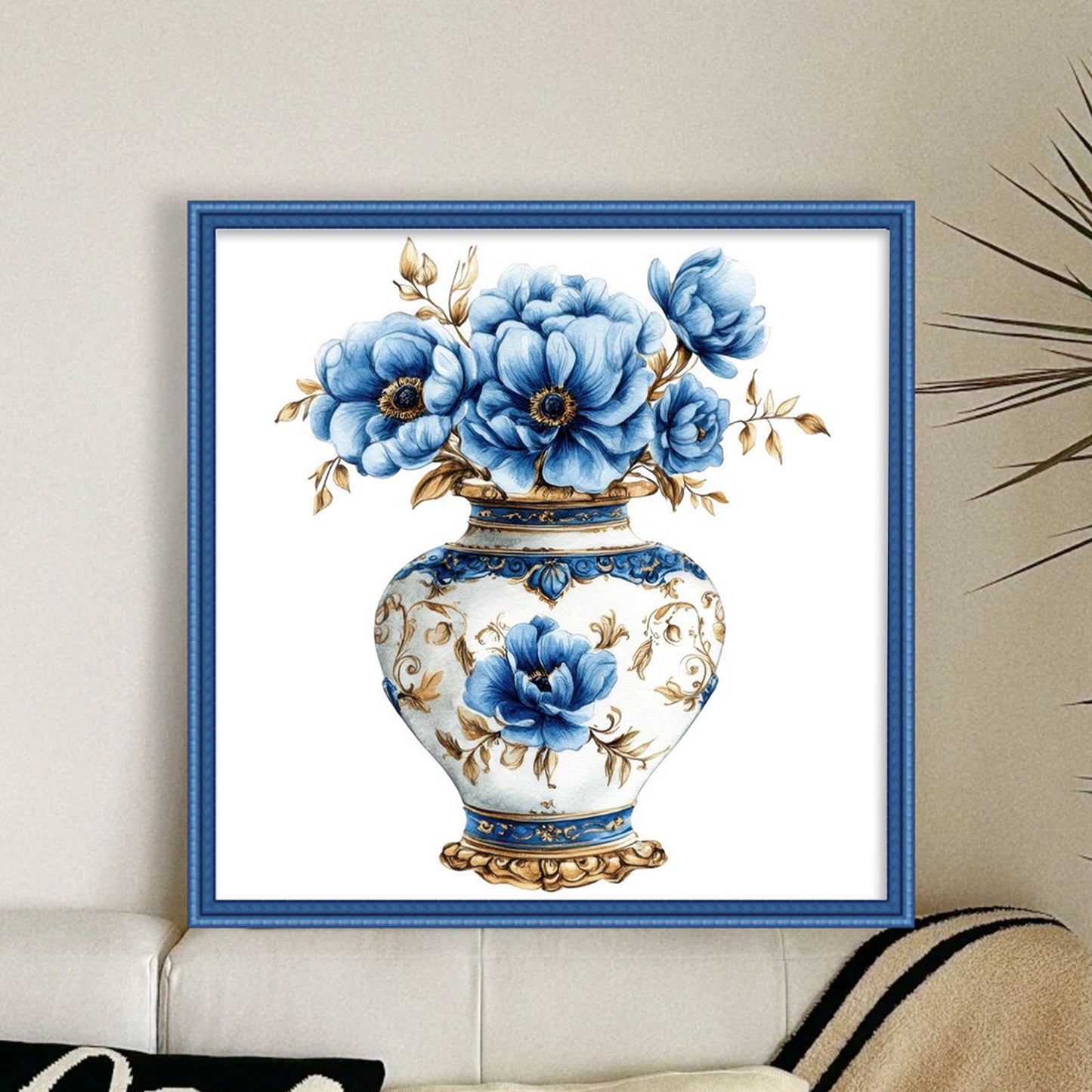 Porcelain Flower Vase - Full 11CT Stamped Cross Stitch 40x40CM - Huacan