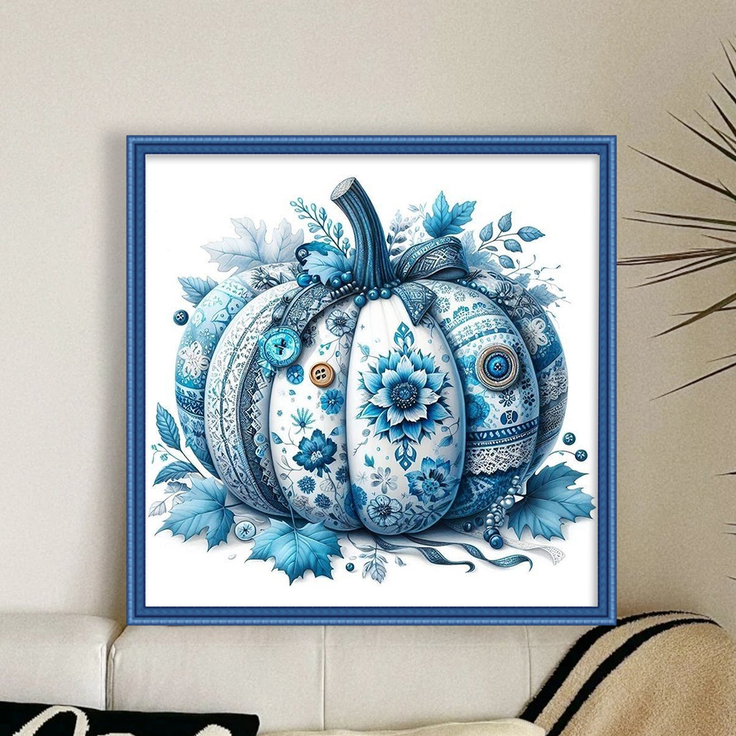 Porcelain Pumpkin - Full 11CT Stamped Cross Stitch 40x40CM - Huacan