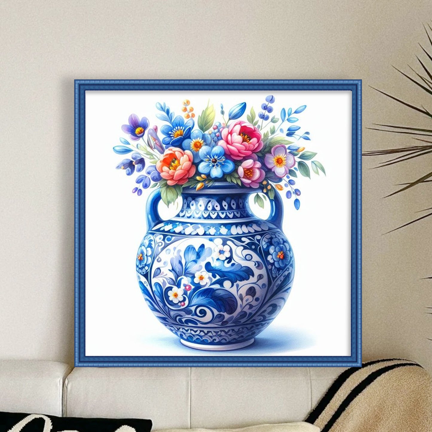 Porcelain Vase - Full 11CT Stamped Cross Stitch 40x40CM - Huacan
