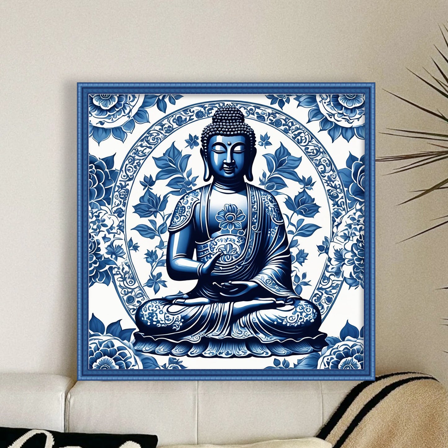 Porcelain Buddha - Full 11CT Stamped Cross Stitch 40x40CM - Huacan