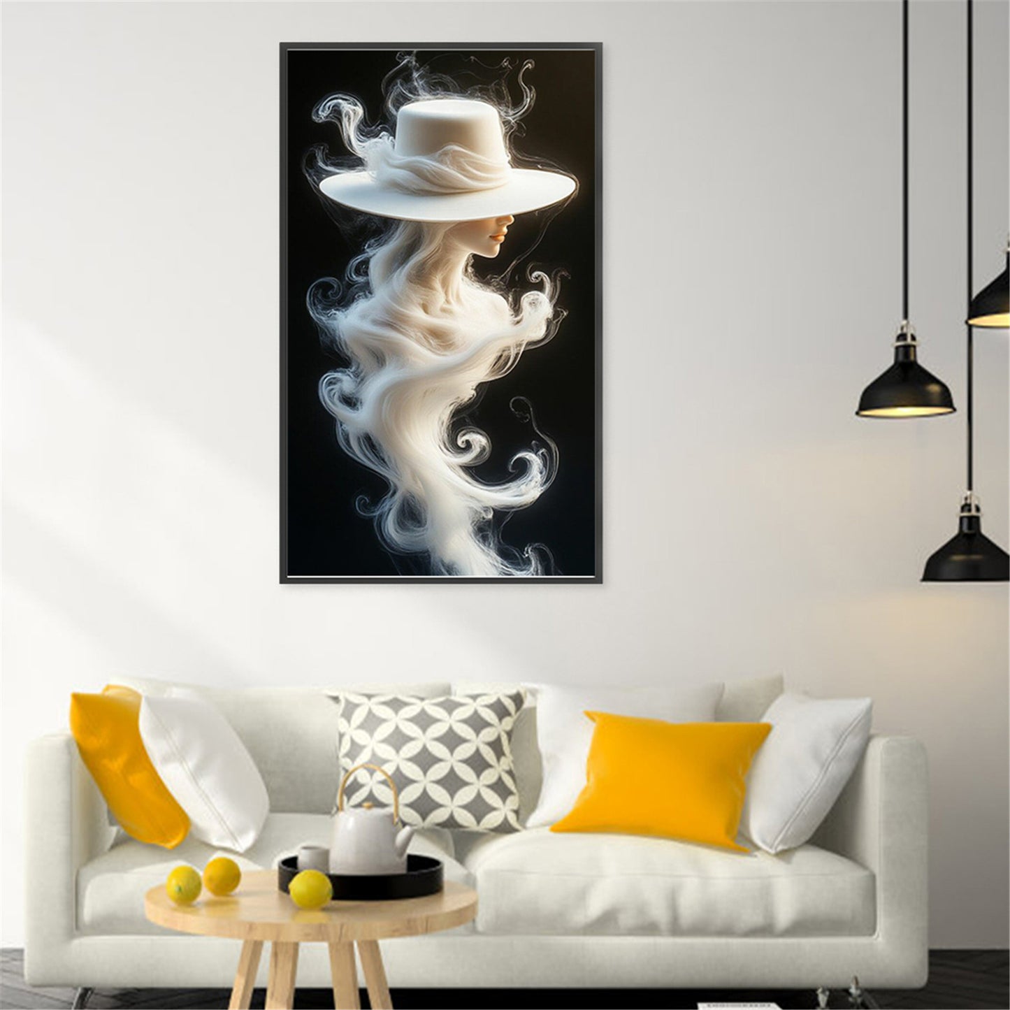Misty Lady In White Hat - Full 11CT Stamped Cross Stitch 30x50CM - Huacan