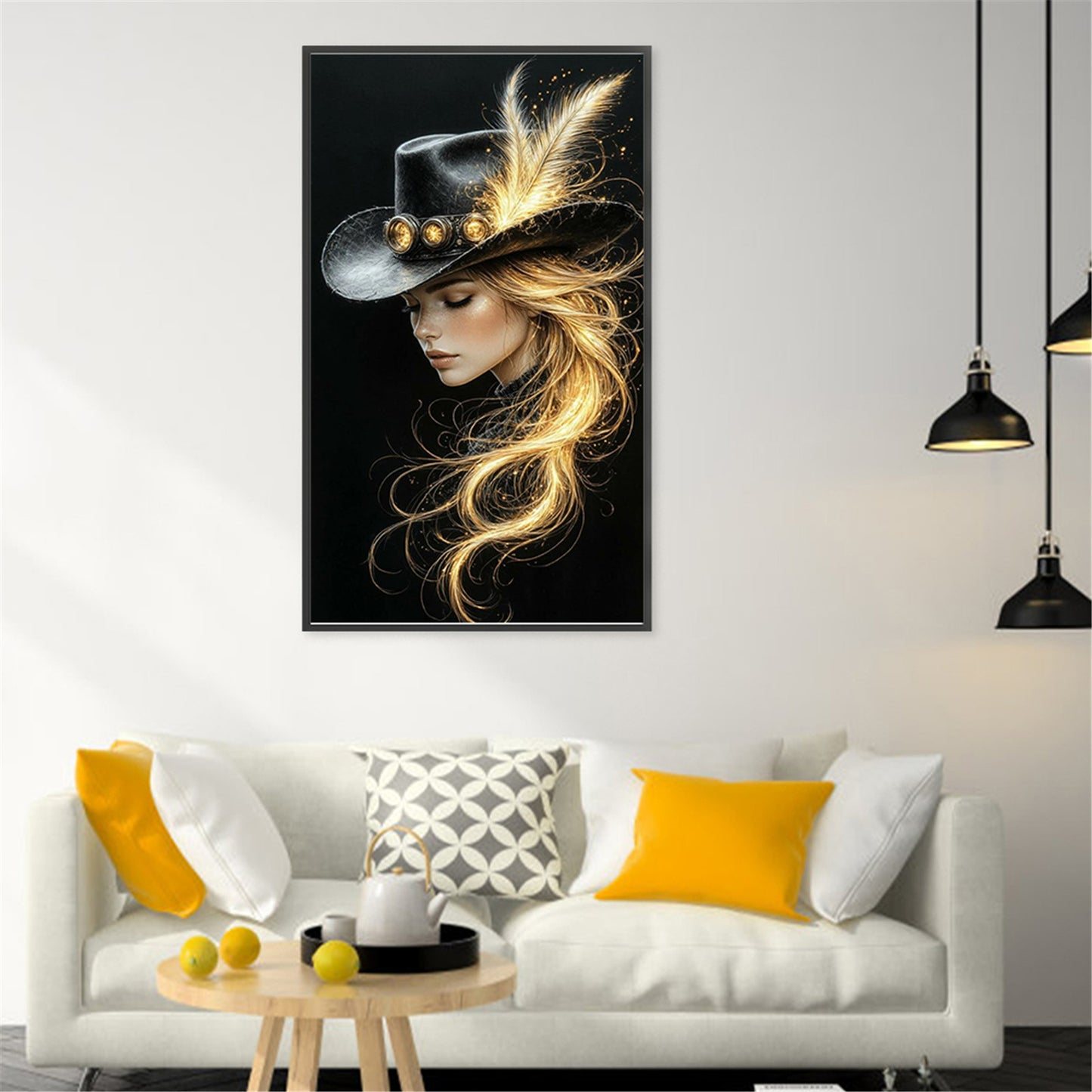 Golden Lady - Full 11CT Stamped Cross Stitch 30x50CM - Huacan