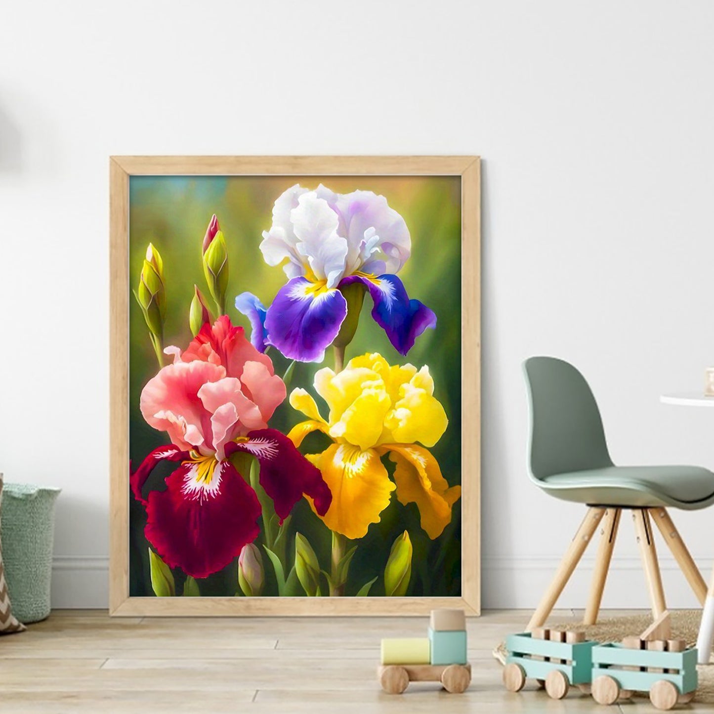 Colorful Iris Bouquet - Full 11CT Stamped Cross Stitch 40x50CM - Huacan
