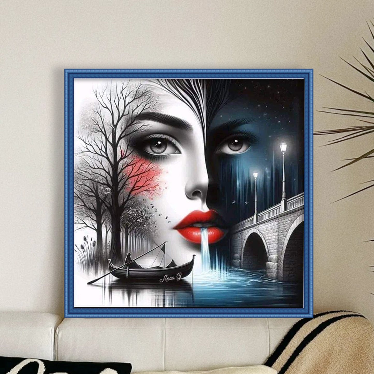 Venice Lady - Full 11CT Stamped Cross Stitch 40x40CM - Huacan