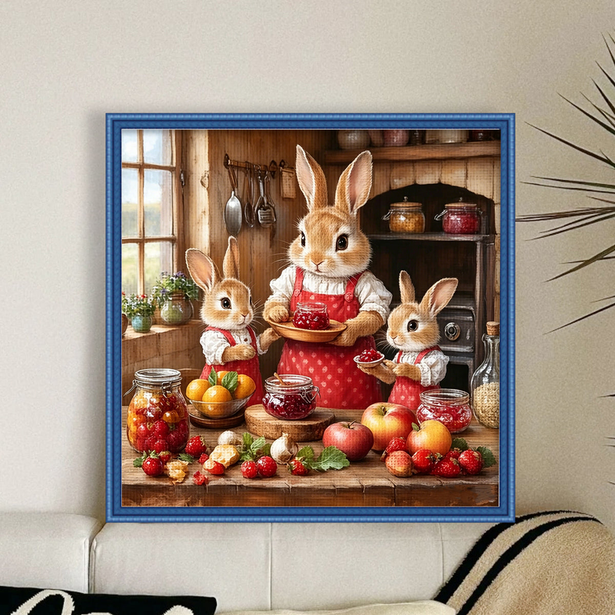 Hasenfamilie - Vollständiges 14CT gezähltes Kreuzstichset 40*40CM - Yishu