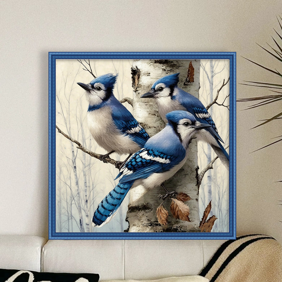 Blue Jays - Full 14CT Counted Cross Stitch 40*40CM - Yishu