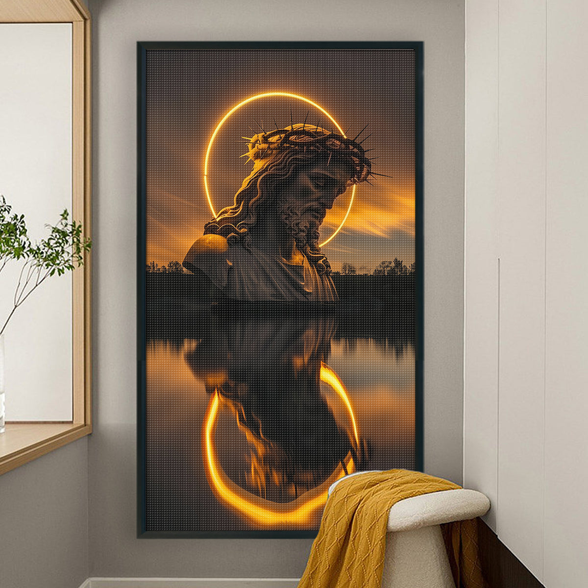 Jesus-Halo-Porträt – Vollständiges 11CT-Stempel-Kreuzstichset 40x70 cm – Huacan