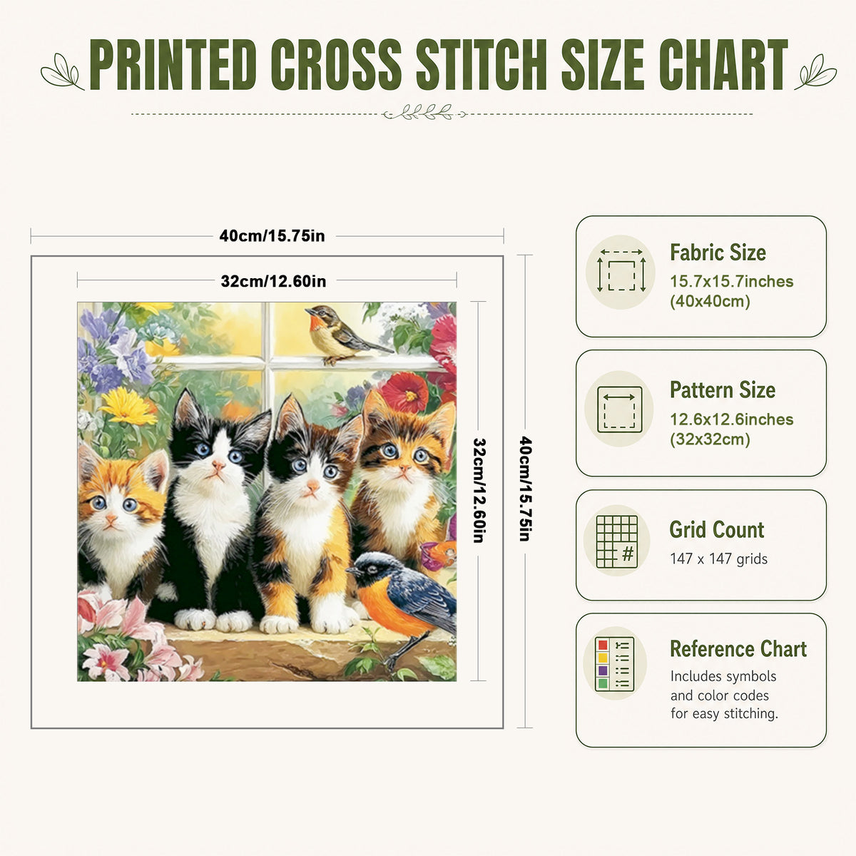 Süße Katze auf dem Fensterbrett - Vollständiges 11CT Stempel-Kreuzstich-Set 40x40CM - Huacan