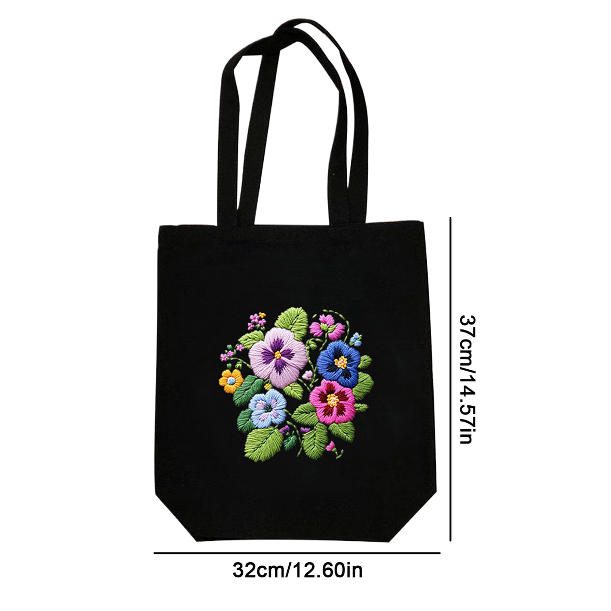 Stiefmütterchen-Blüten – DIY-Stickset für Kreuzstich mit Muster, Baumwollgarnen, Nadeln und Stickrahmen, 32 × 37 cm / 12,60 × 14,57 Zoll