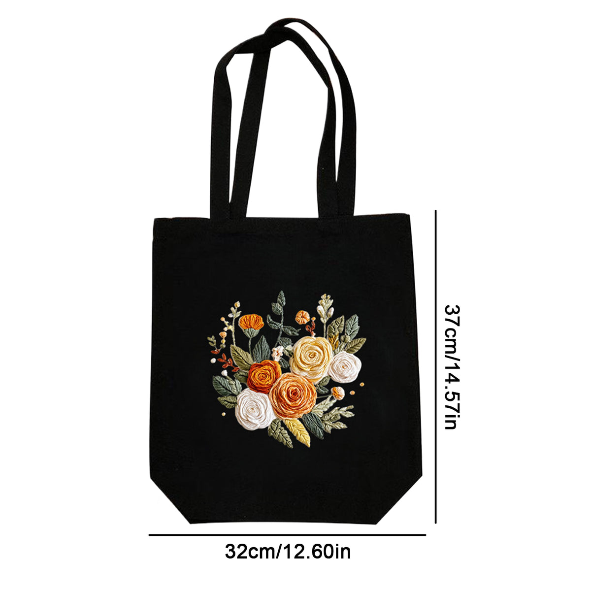 Peach Roses - DIY Embroidery Cross Stitch Kit with Pattern Cotton Threads Needles Hoop 32×37CM/12.60×14.57in