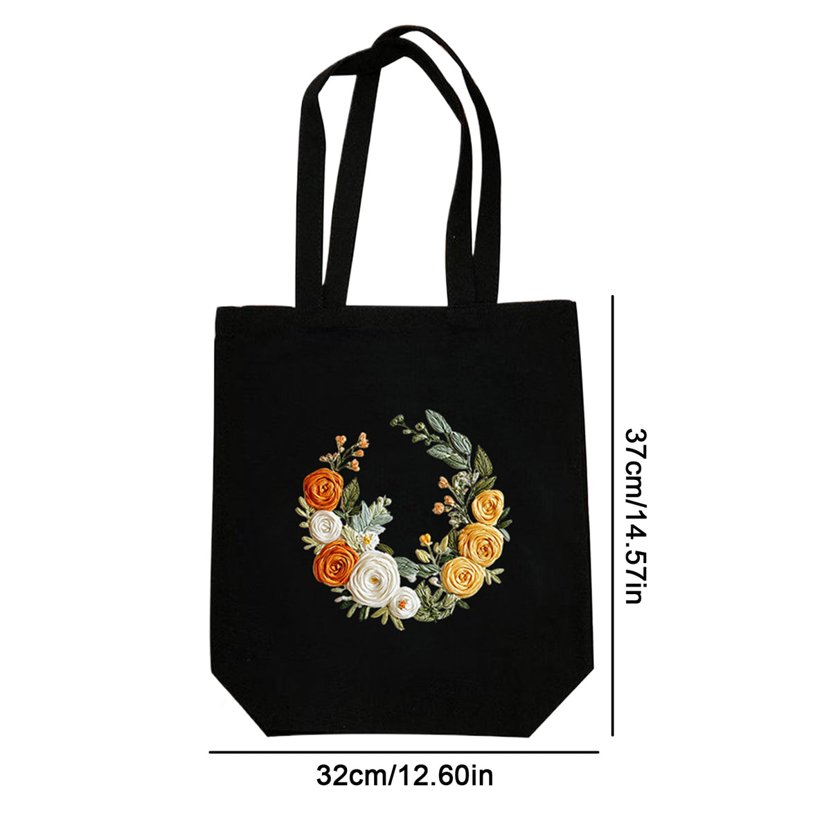 Crescent Roses - DIY Embroidery Cross Stitch Kit with Pattern Cotton Threads Needles Hoop 32×37CM/12.60×14.57in