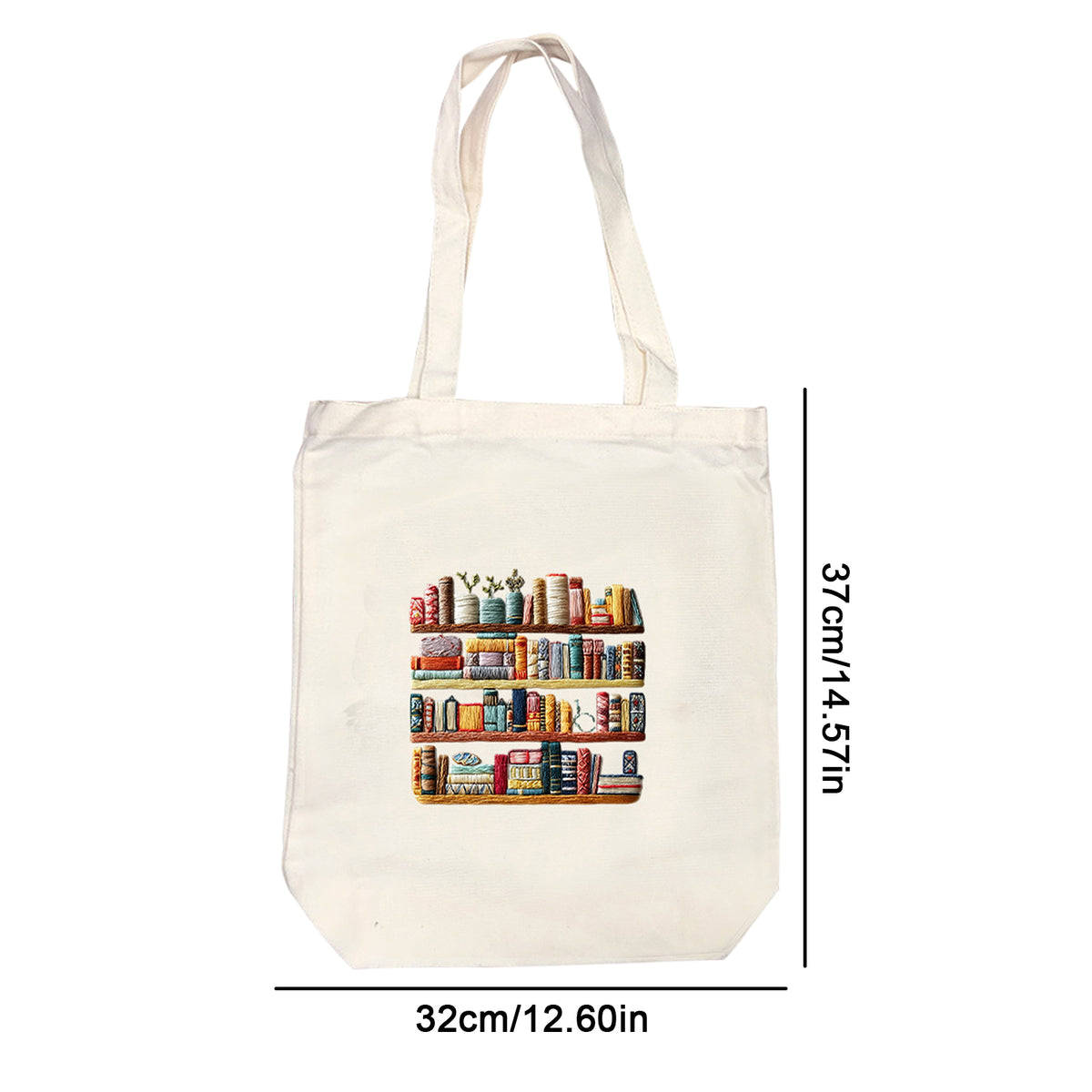 Book Shelf - DIY Embroidery Cross Stitch Kit with Pattern Cotton Threads Needles Hoop 32×37CM/12.60×14.57in