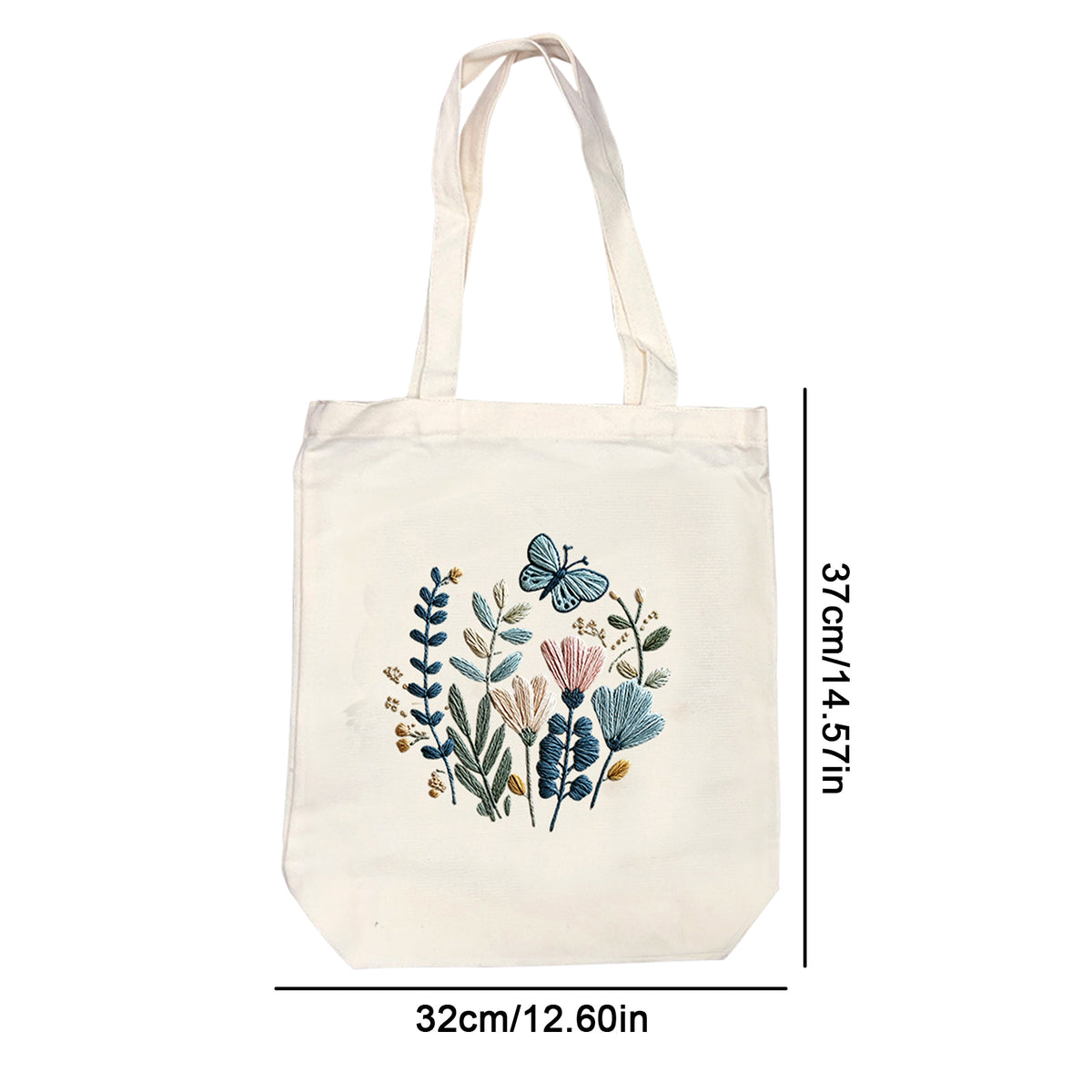 Blue Butterfly - DIY Embroidery Cross Stitch Kit with Pattern Cotton Threads Needles Hoop 32×37CM/12.60×14.57in