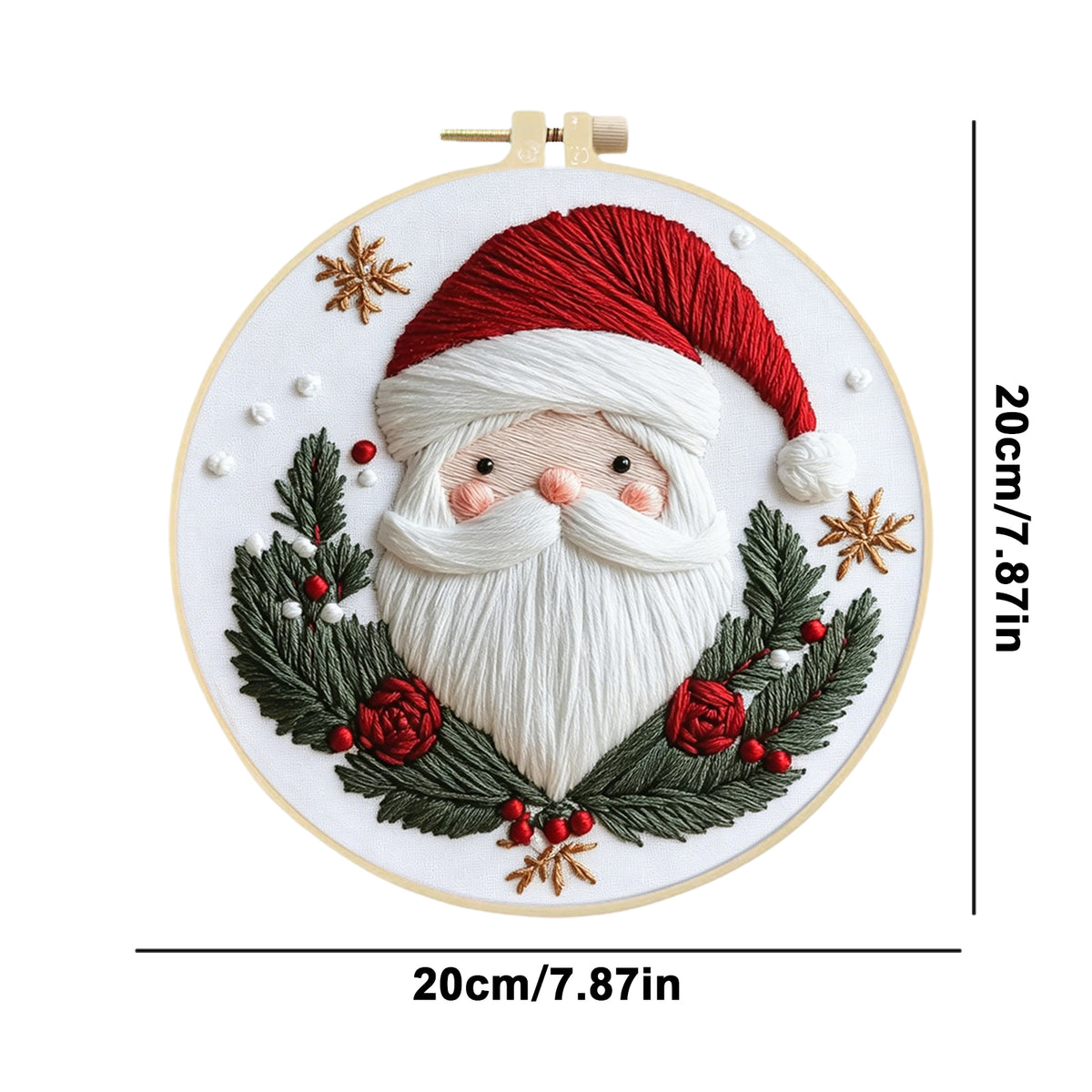 Weihnachts-Stickerei – DIY-Stickset Kreuzstich mit Muster, Baumwollgarnen, Nadeln und Stickrahmen 30×30 cm