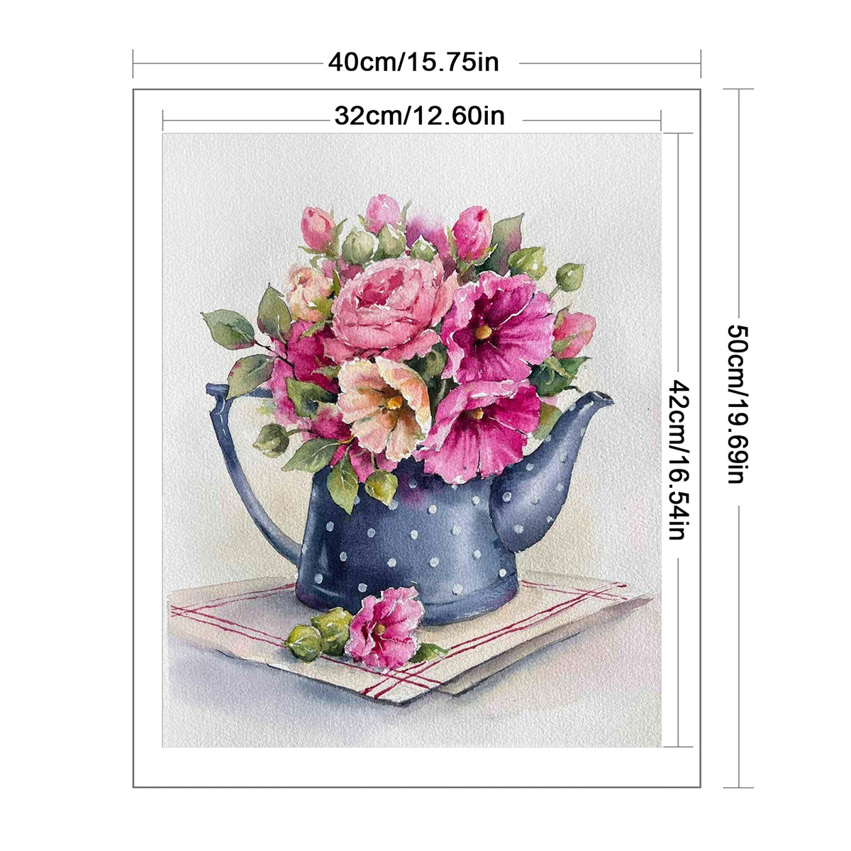 Watercolor Flowers In A Watering Can - Full 11CT Counted Cross Stitch 40*50CM - Huacan