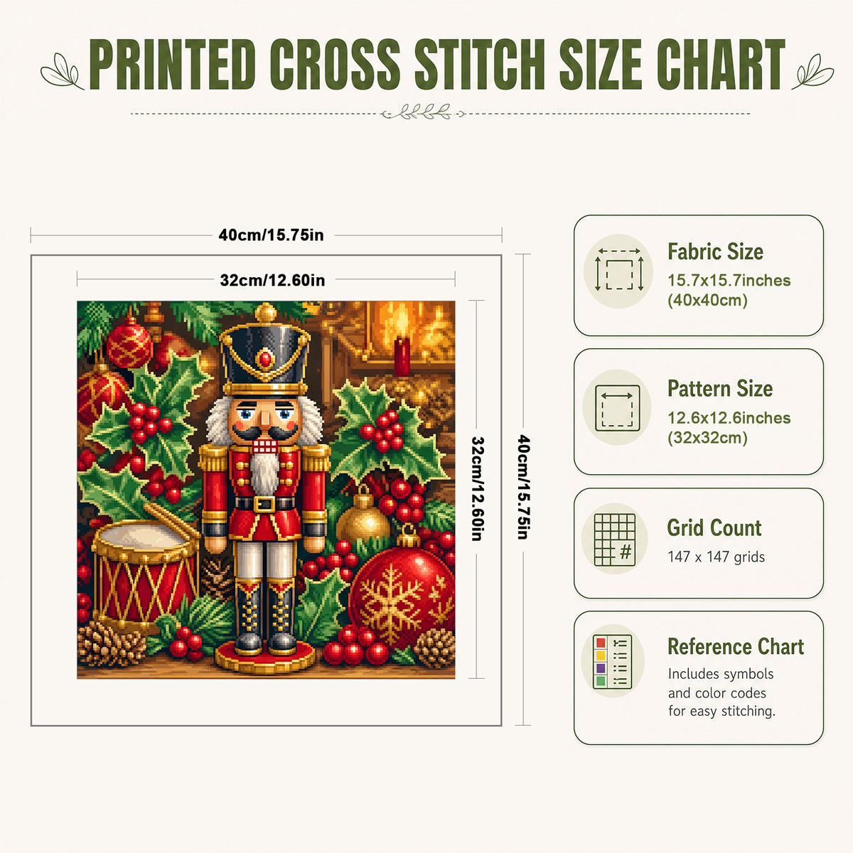Vintage Nutcracker - Full 11CT Stamped Cross Stitch 40x40CM - Yishu