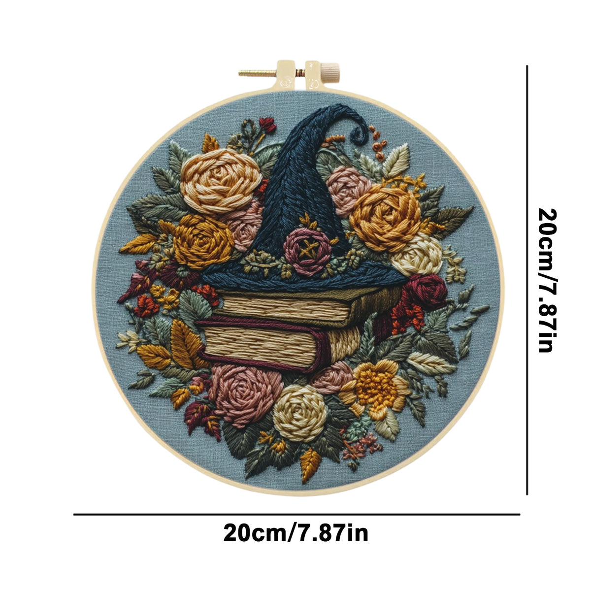 Vintage Spell - DIY Embroidery Cross Stitch Kit with Pattern Cotton Threads Needles Hoop 30×30CM/11.81×11.81in