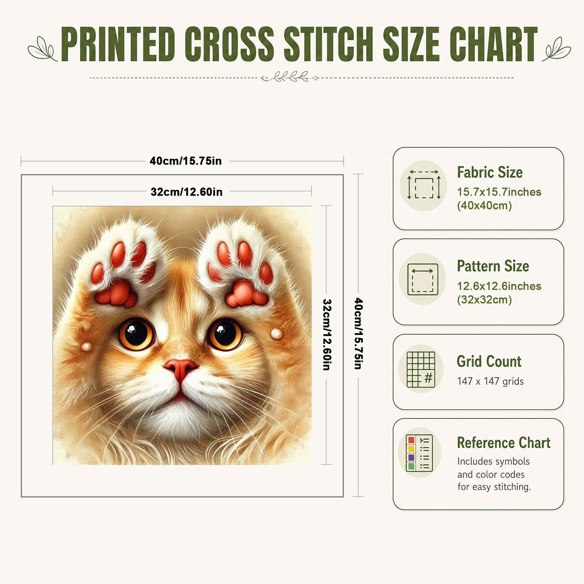 Katze – Vollständiges 14CT gestempeltes Stickset 40x40CM – Huacan