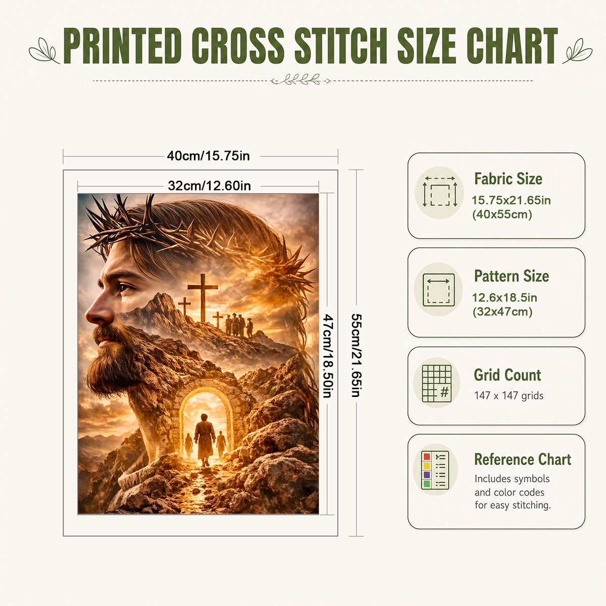 Faith Path - Full 11CT Stamped Cross Stitch 40x55CM - Huacan