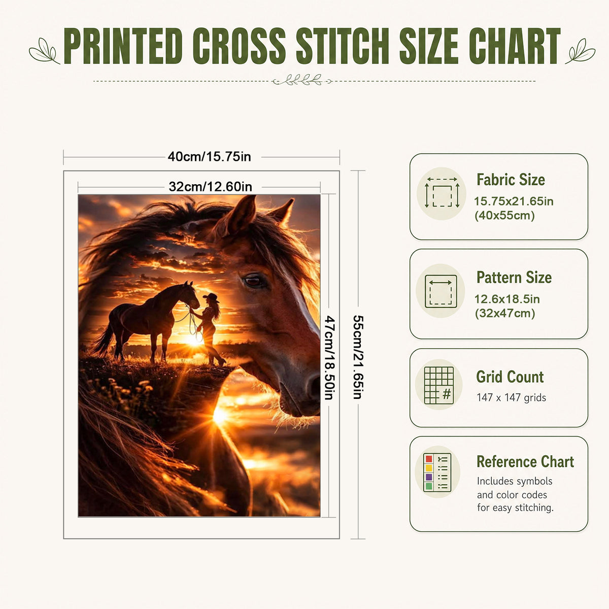 Cowboy Horse - Full 11CT Stamped Cross Stitch 40x55CM - Huacan