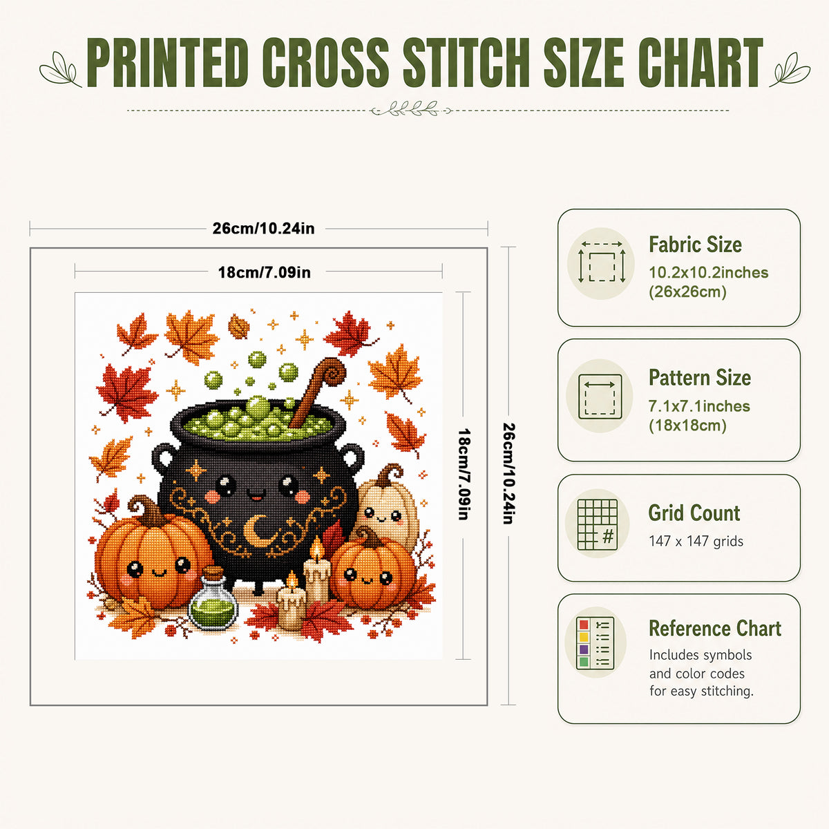 Magic Cauldron - Full 11CT Stamped Cross Stitch 26x26CM - Huacan