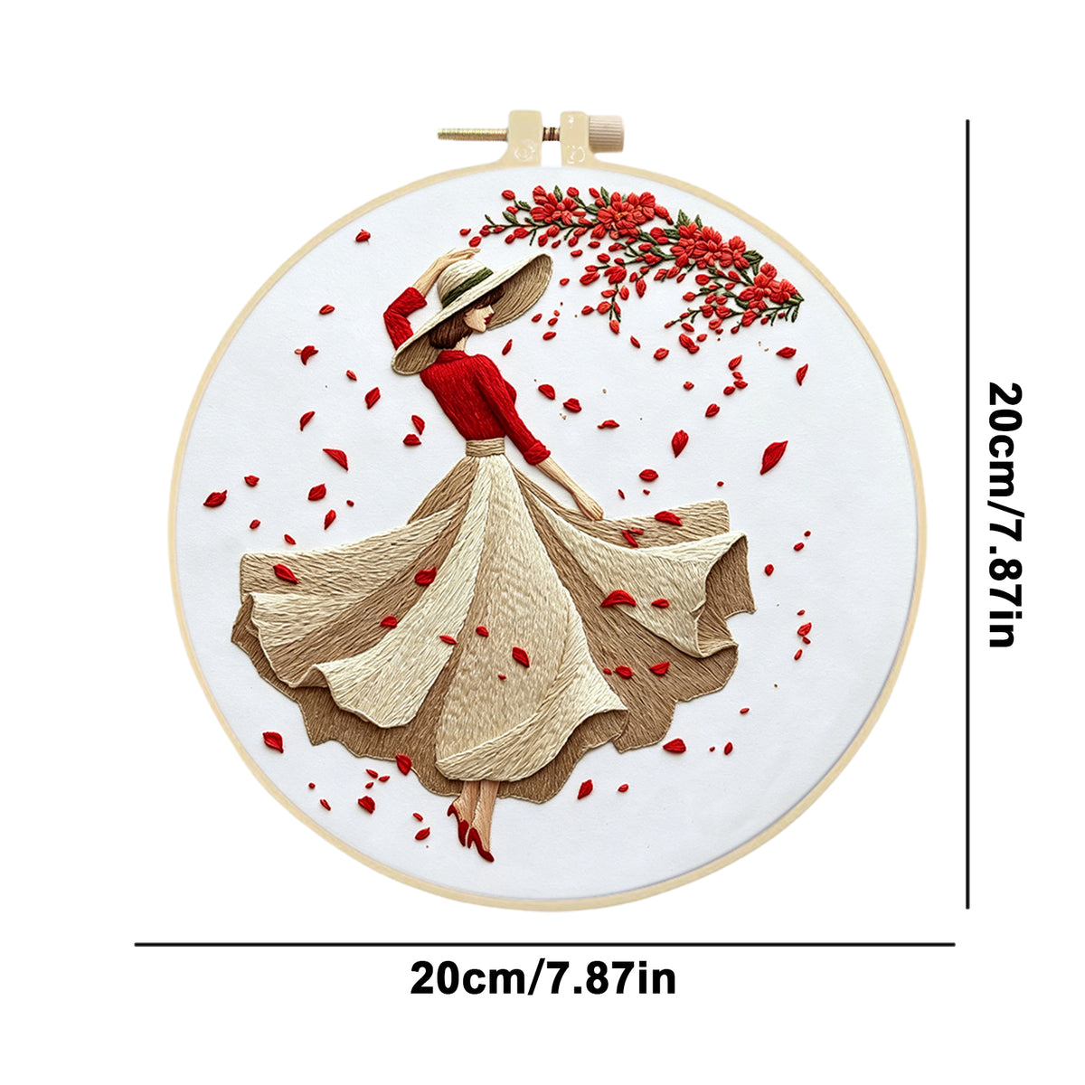 Floral Belle - DIY Embroidery Cross Stitch Kit with Pattern Cotton Threads Needles Hoop 30×30CM/11.81×11.81in