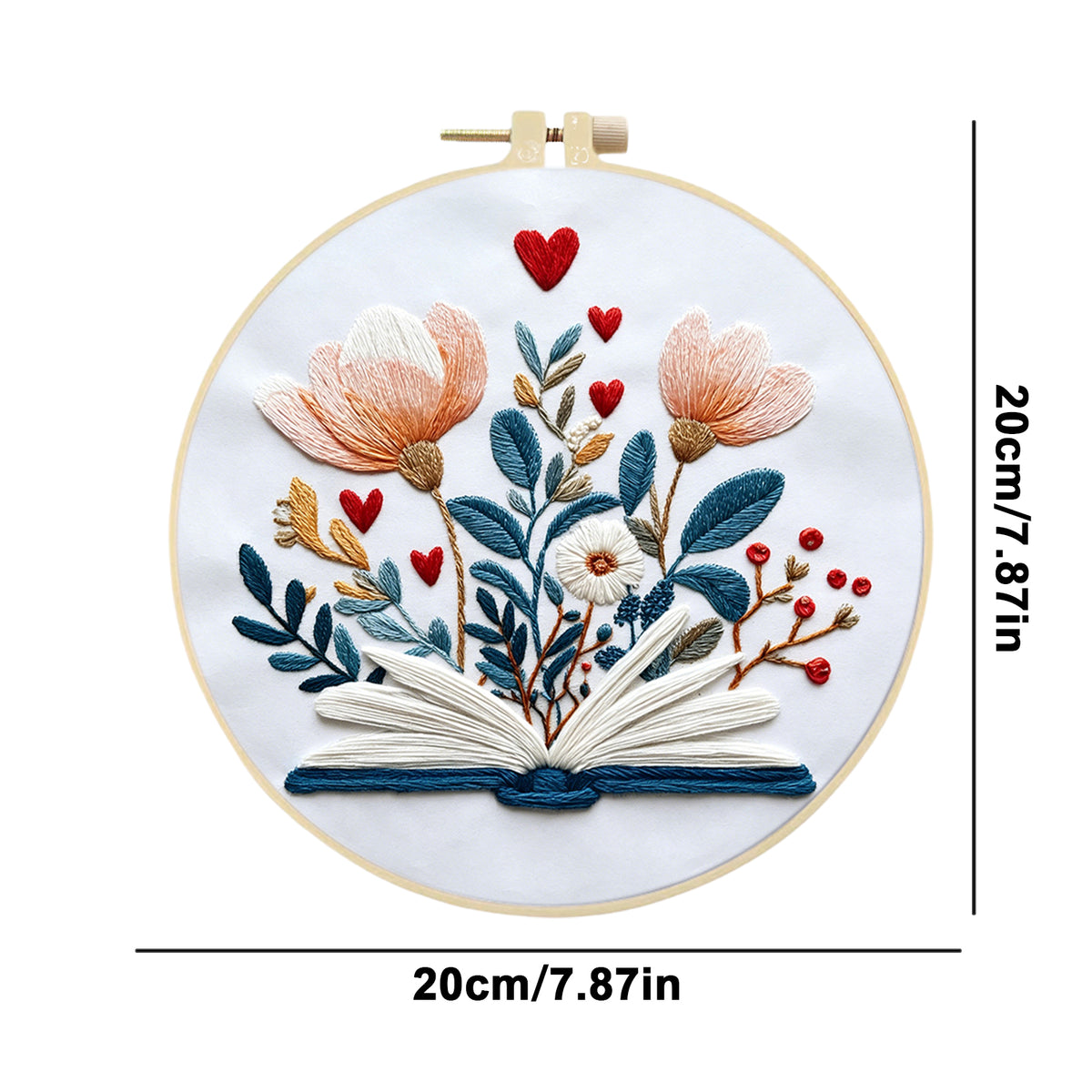 Page Petals - DIY Embroidery Cross Stitch Kit with Pattern Cotton Threads Needles Hoop 30×30CM/11.81×11.81in