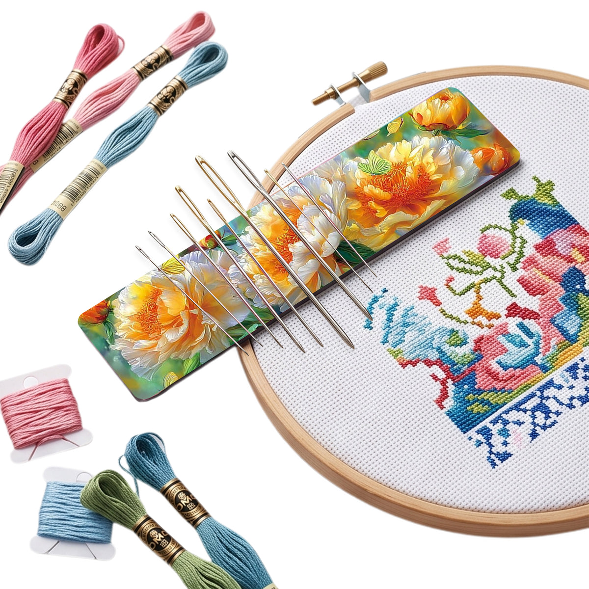 Peony Splendor Acrylic Magnetic Sewing Accessory Needle Minder