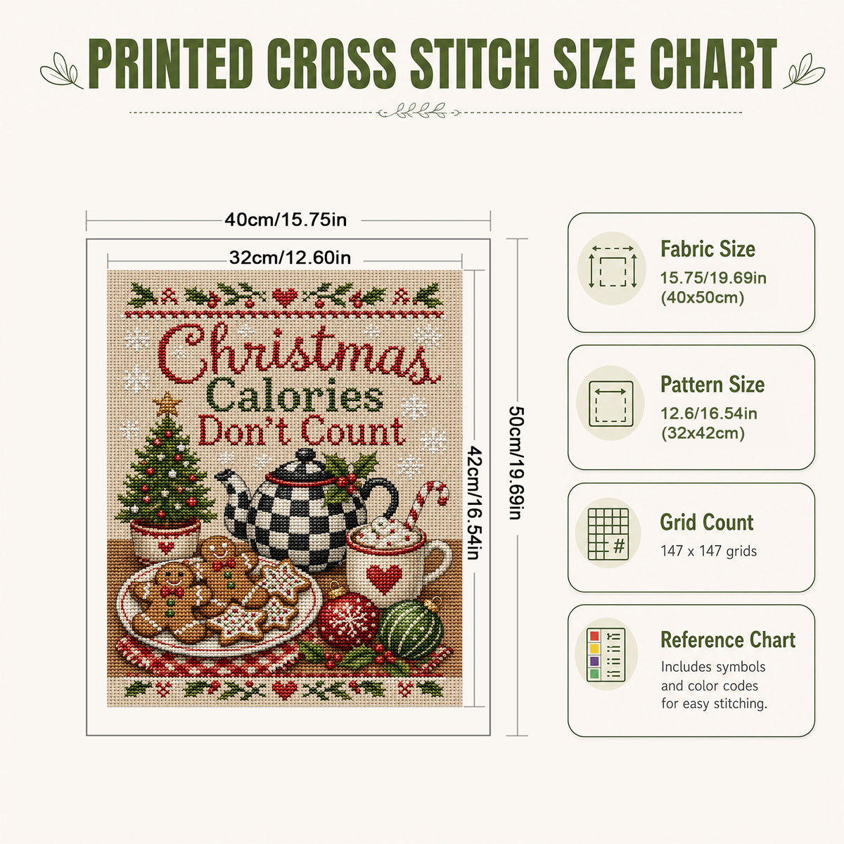 Ginger Treats – Vollständiges 11CT Stempel-Kreuzstich-Set 40x50 cm – Huacan