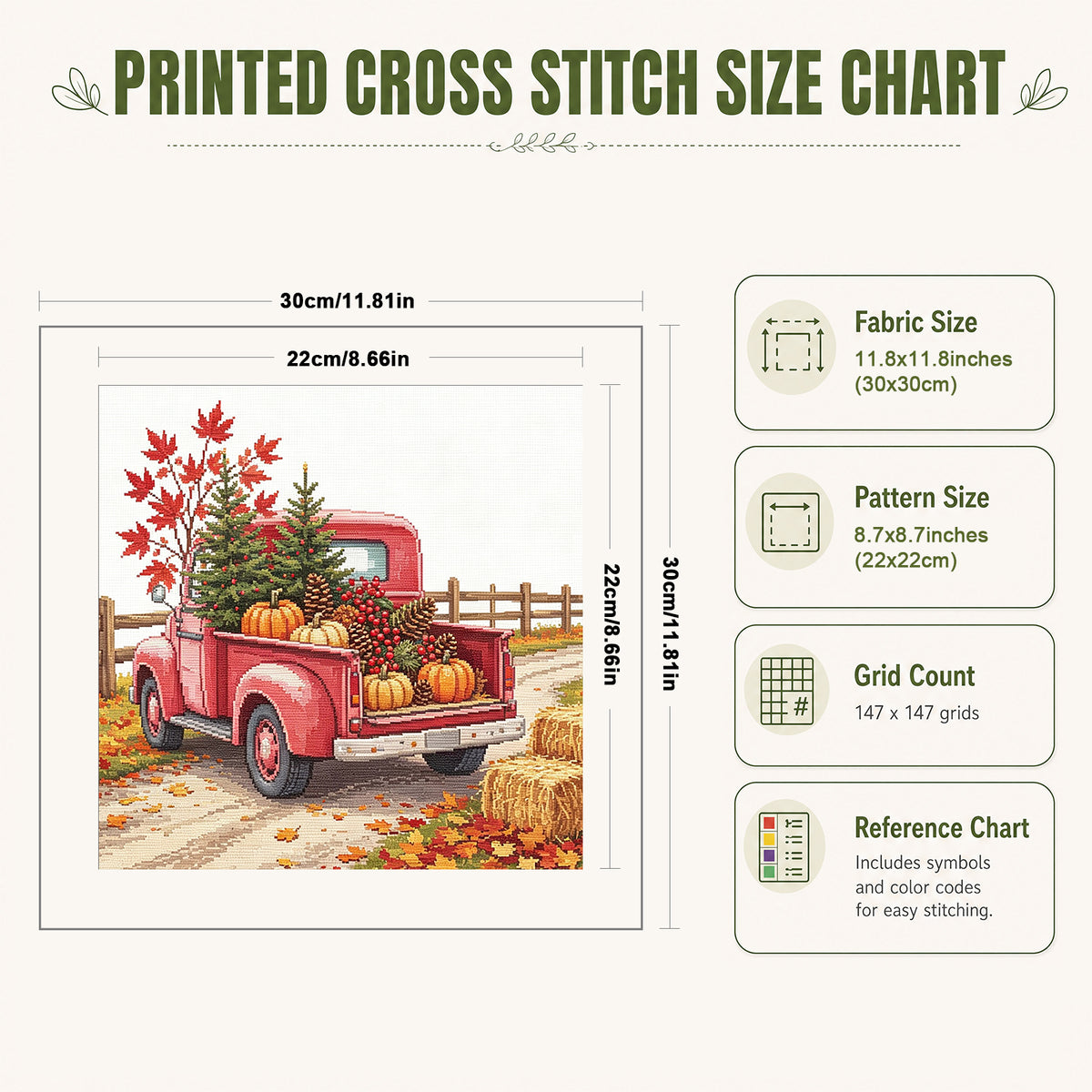 Fall Pickup - Full 14CT Stamped Cross Stitch 30x30CM - Huacan