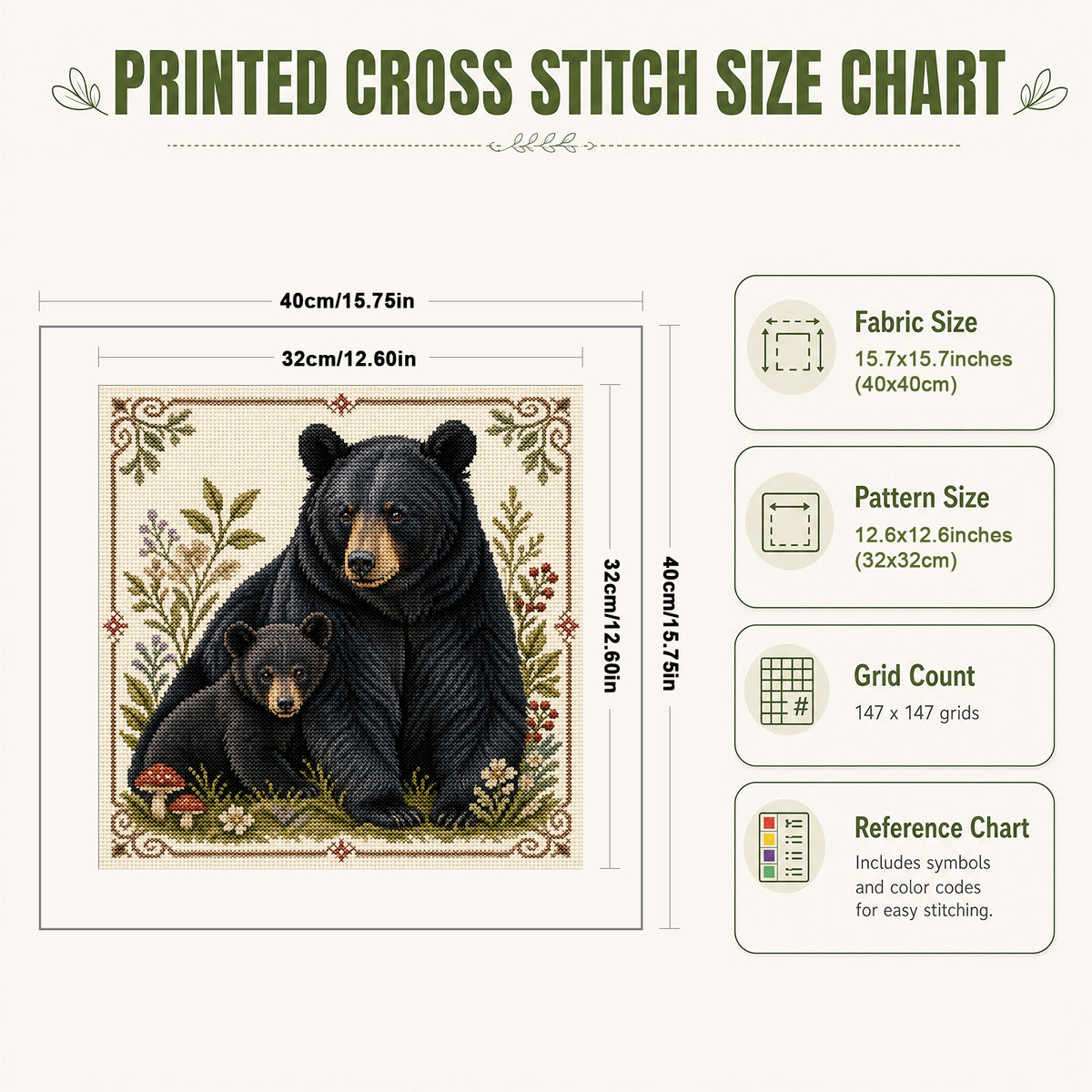 Forest Tales - Full 11CT Stamped Cross Stitch 40x40CM - Huacan