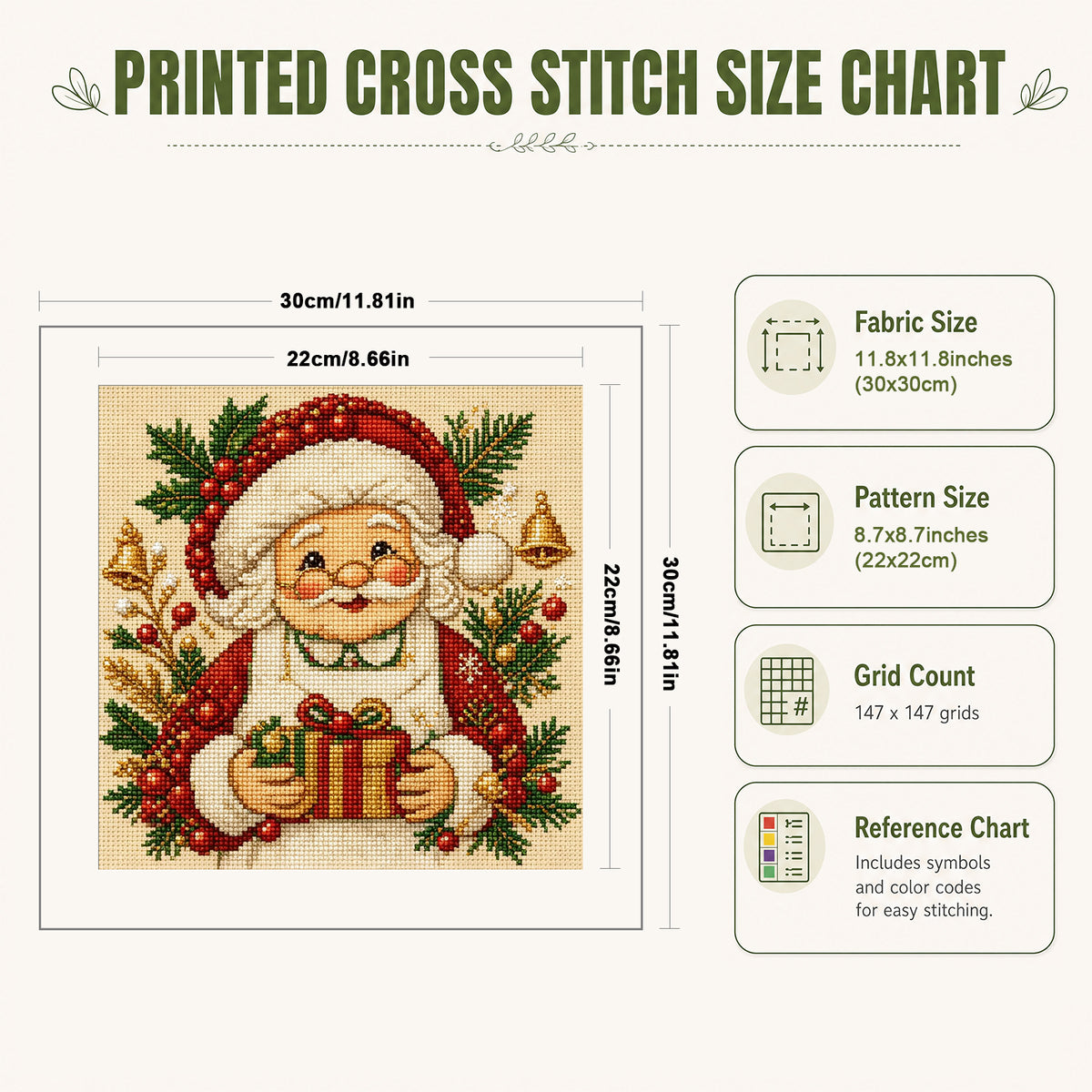 Winter Saint - Full 14CT Stamped Cross Stitch 30x30CM - Huacan