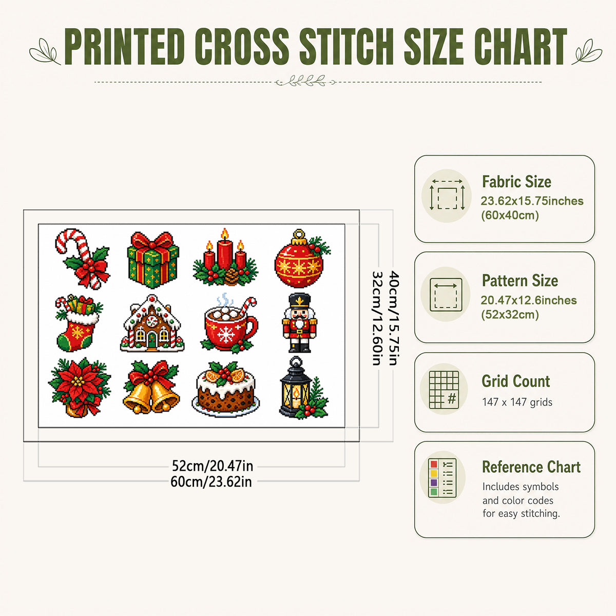 Weihnachtsszenen – Vollständiges 11CT Stempel-Kreuzstich-Set 60x40CM – Huacan