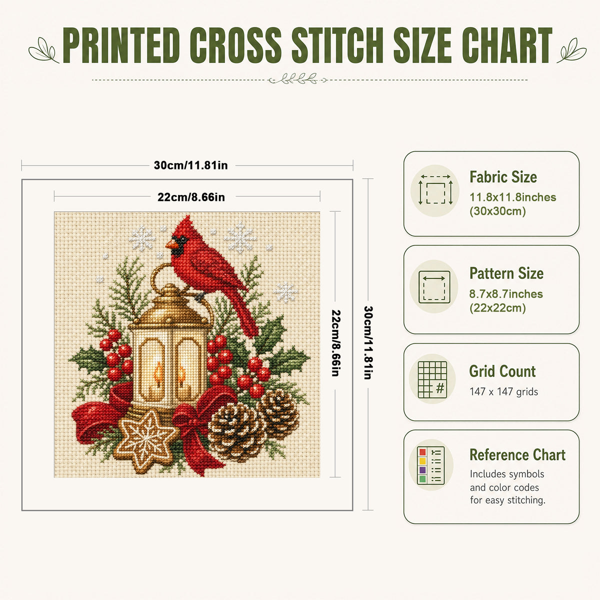 Winter Glow - Full 14CT Stamped Cross Stitch 30x30CM - Huacan