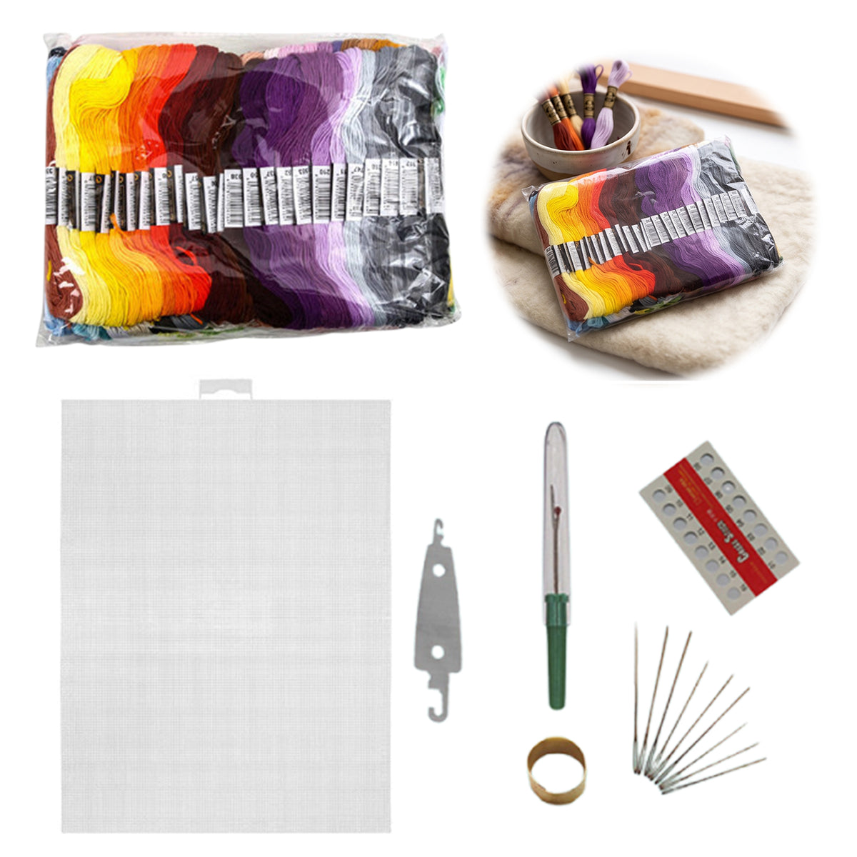 DIY Embroidery Starter Set Thread Stitch Kit(100 Colors)