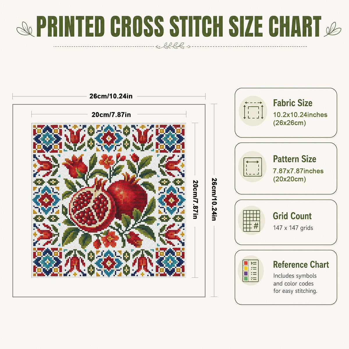 Fruit Treasure - Full 14CT Stamped Cross Stitch 26x26CM - Huacan
