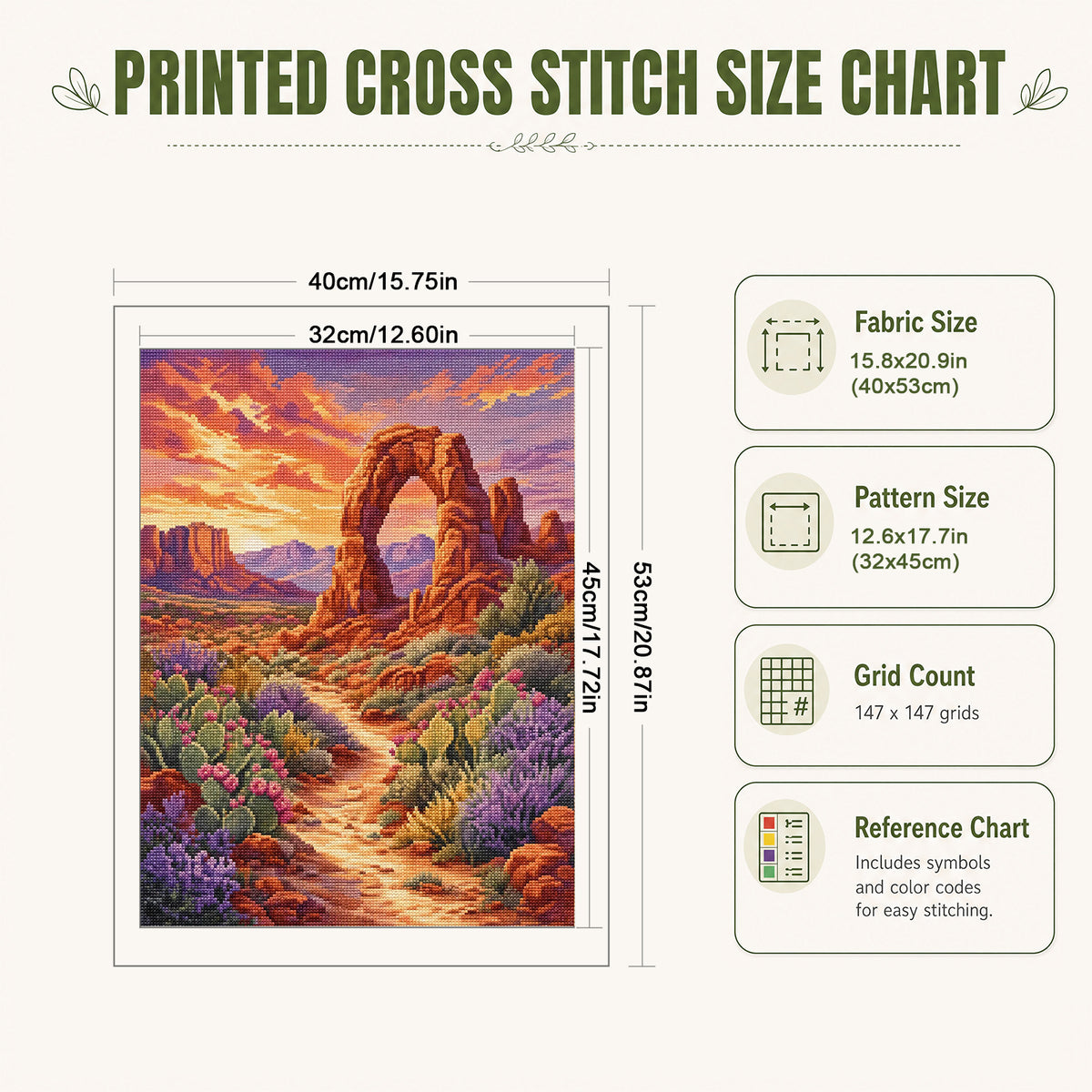 Desert Arch - Full 11CT Stamped Cross Stitch 40x53CM - Huacan