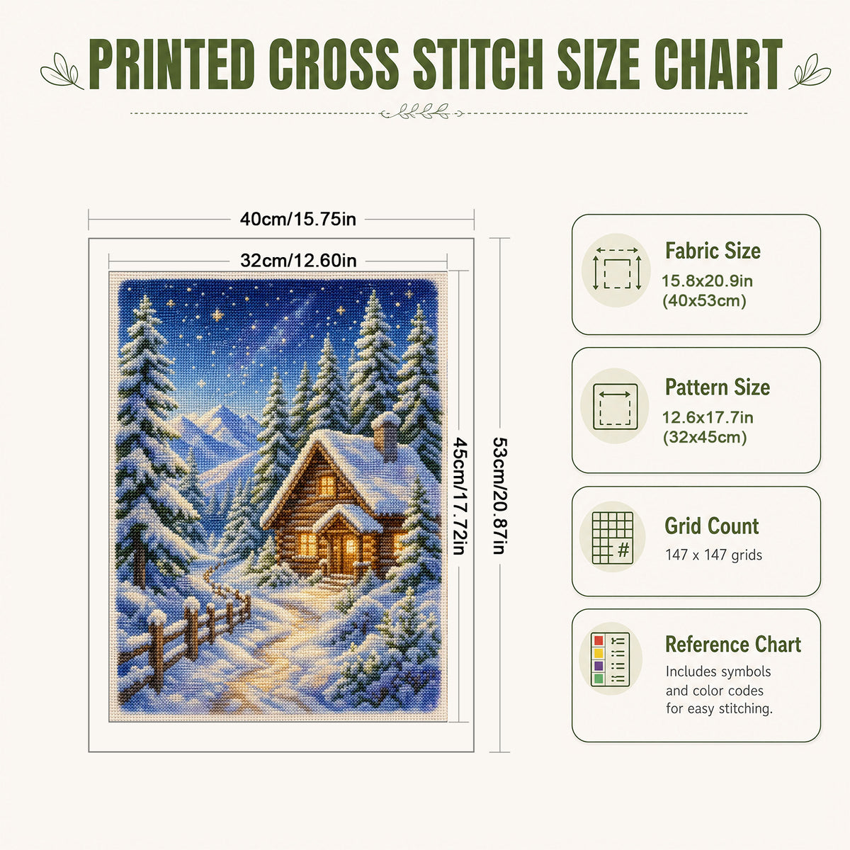Winter Chalet - Full 11CT Stamped Cross Stitch 40x53CM - Huacan