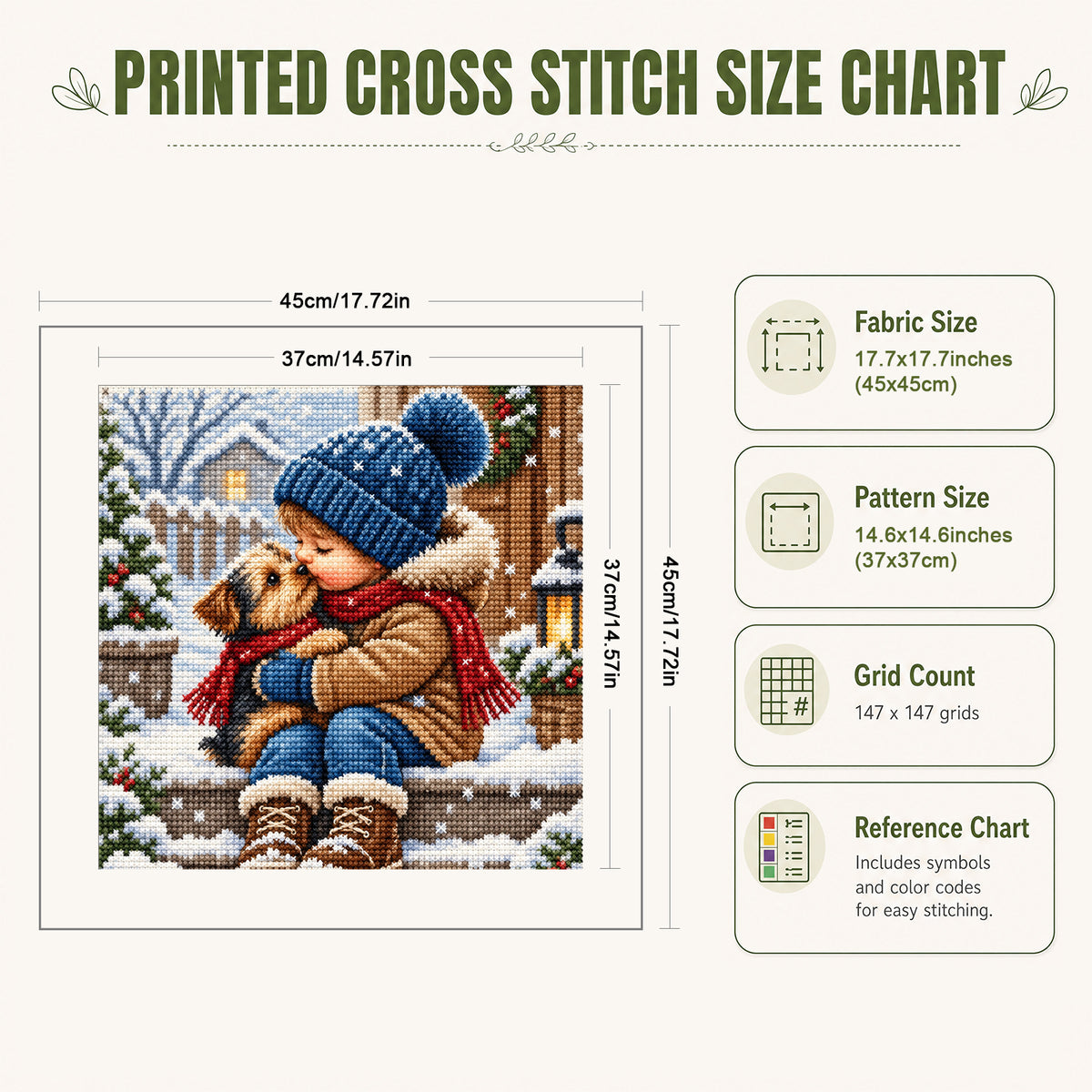 Winter Kiss - Full 11CT Stamped Cross Stitch 45x45CM - Huacan
