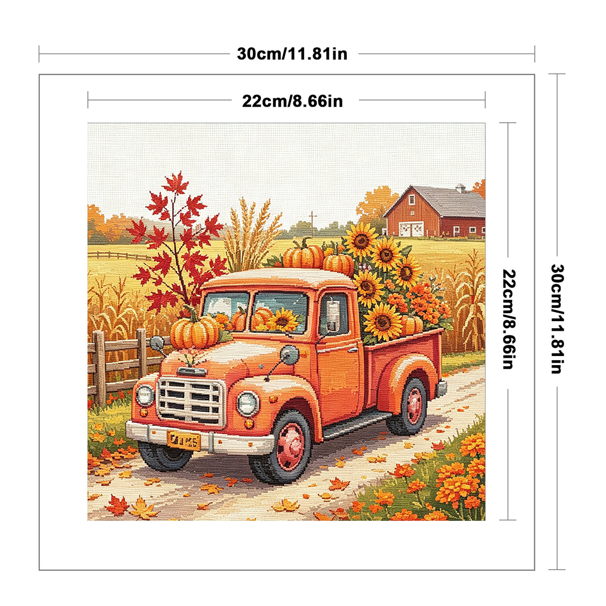 Herbst-LKW - Vollständiges 14CT Zählmuster-Stickset 30*30CM - Huacan