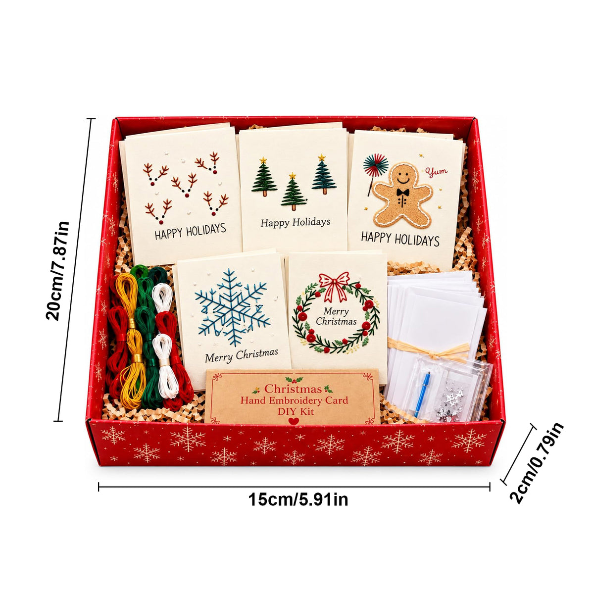 Embroidery Starter Kit with Pattern Christmas 5Pcs Card Set