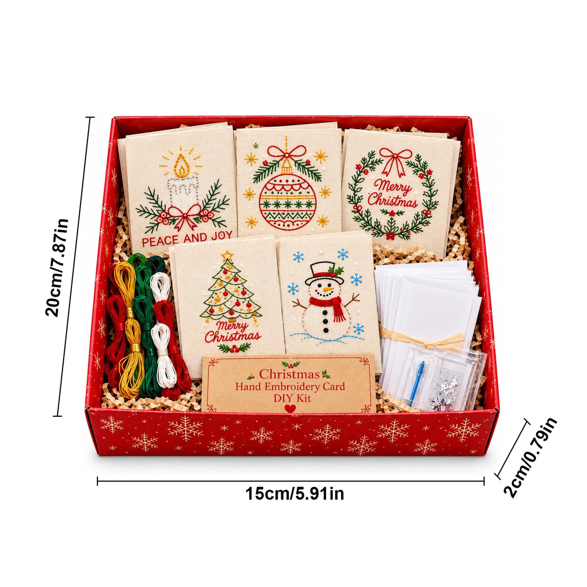 Embroidery Starter Kit with Pattern Christmas Snowman 5Pcs Cards