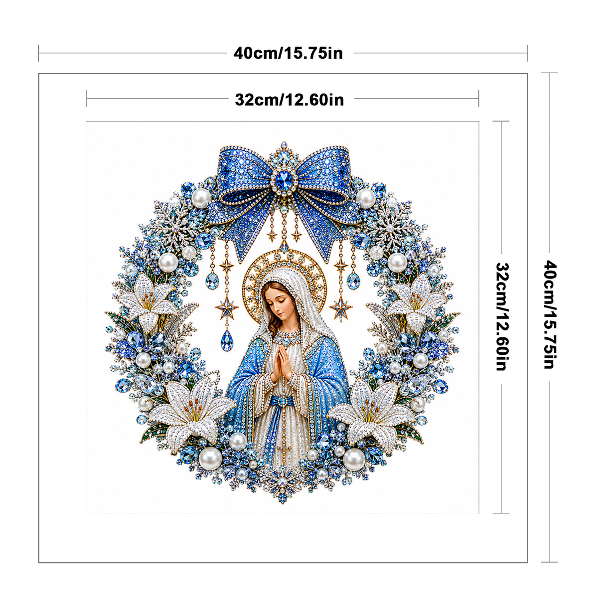 Virgin Mary - Full 14CT Counted Cross Stitch 40x40CM - Huacan