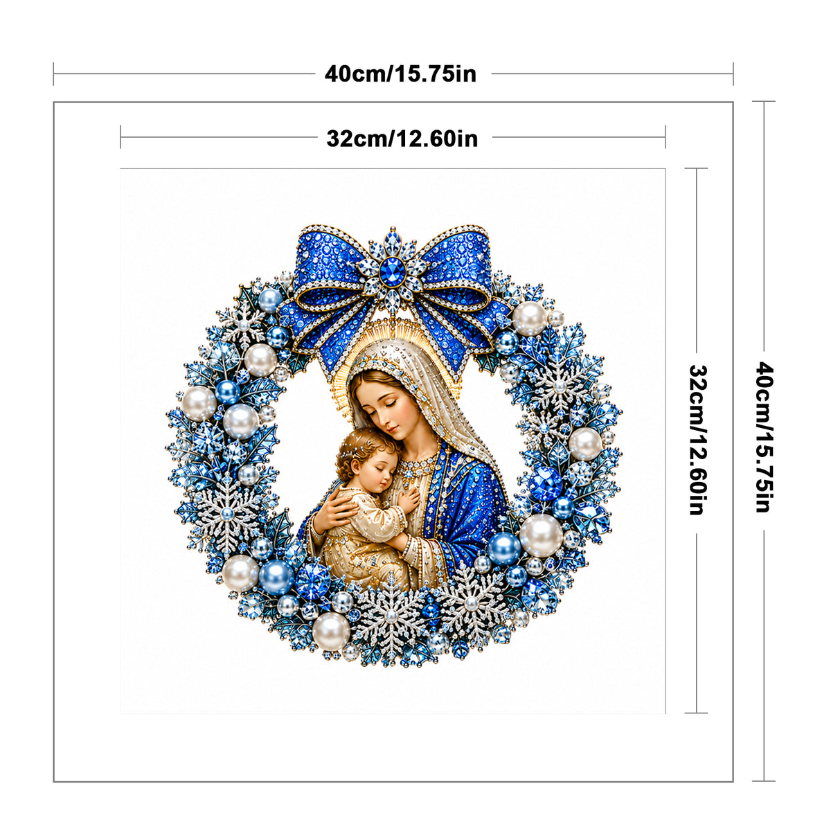 Virgin Mary And Child - Full 14CT Counted Cross Stitch 40x40CM - Huacan