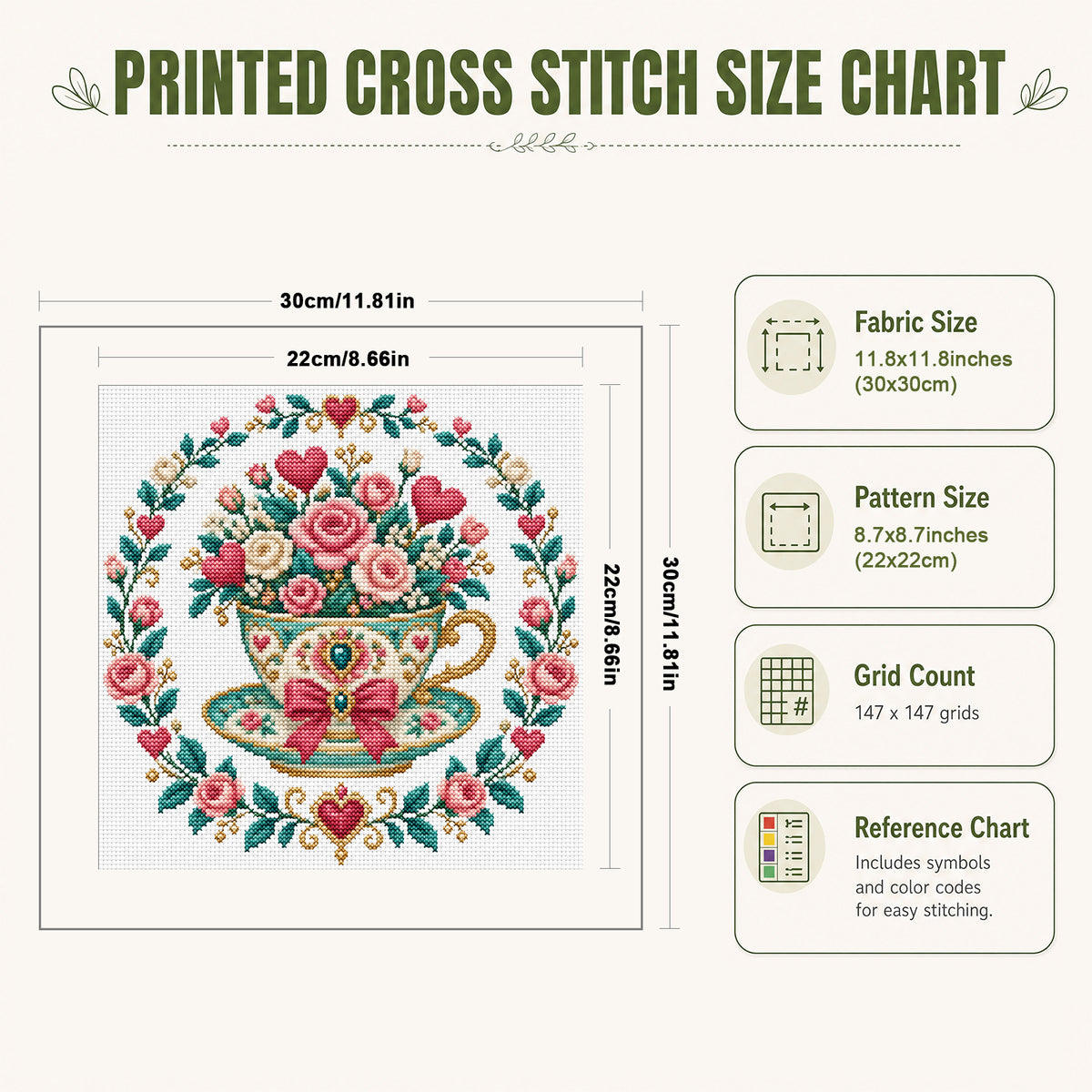 Tea Rose - Full 14CT Stamped Cross Stitch 30x30CM - Huacan