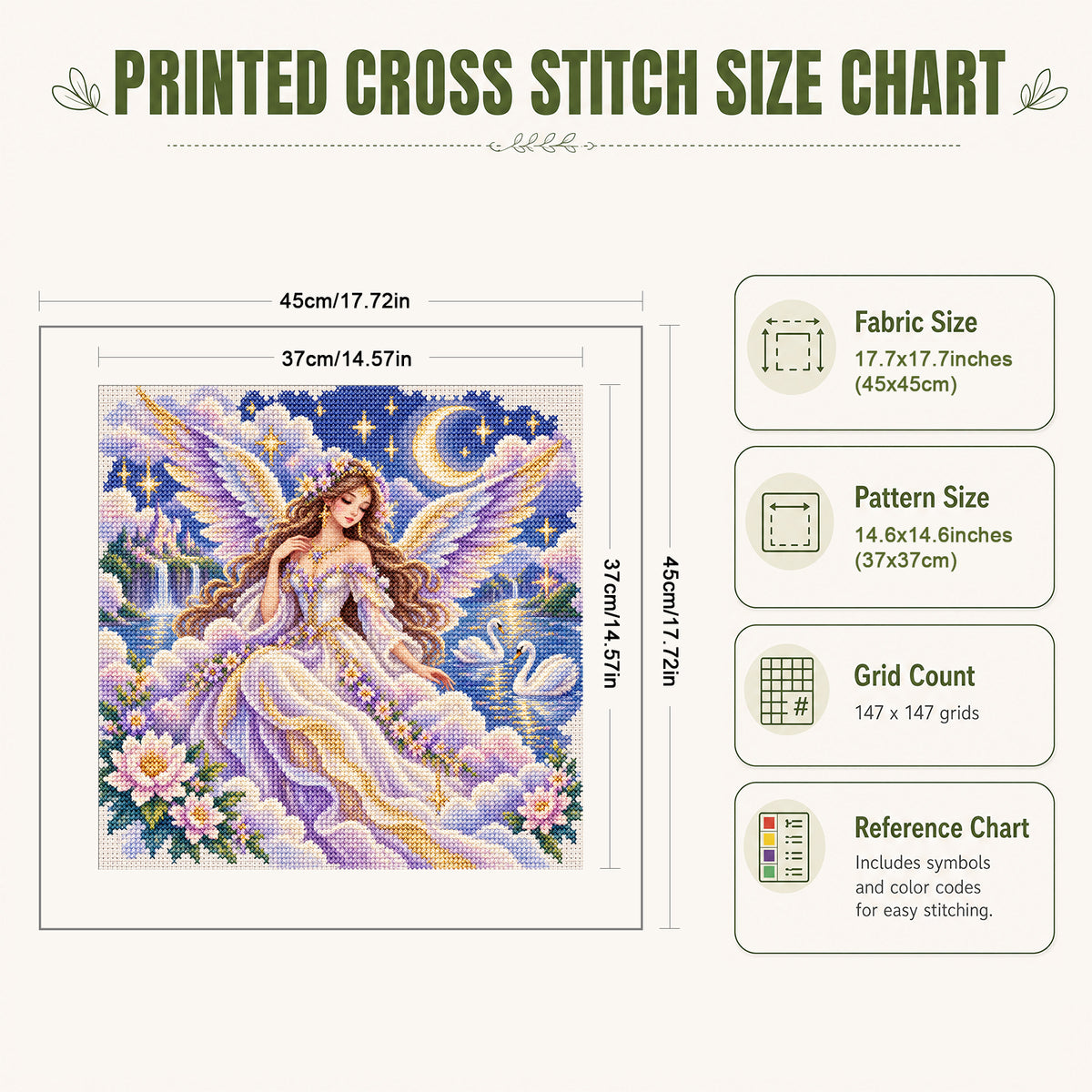 Star Angel - Full 11CT Stamped Cross Stitch 45x45CM - Yishu