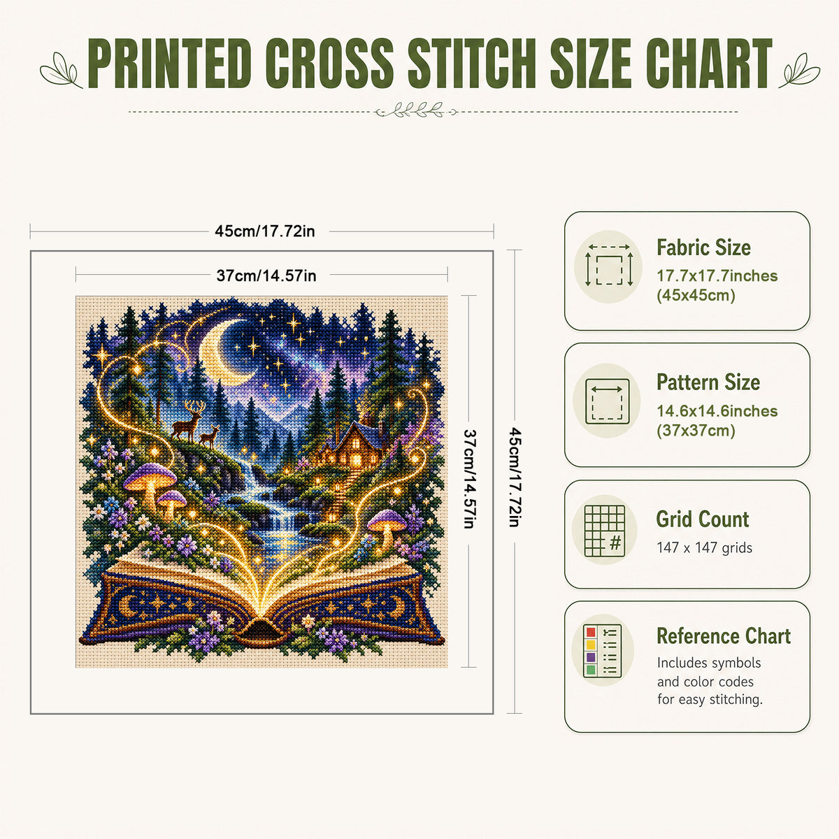 Forest Tale - Full 11CT Stamped Cross Stitch 45x45CM - Huacan